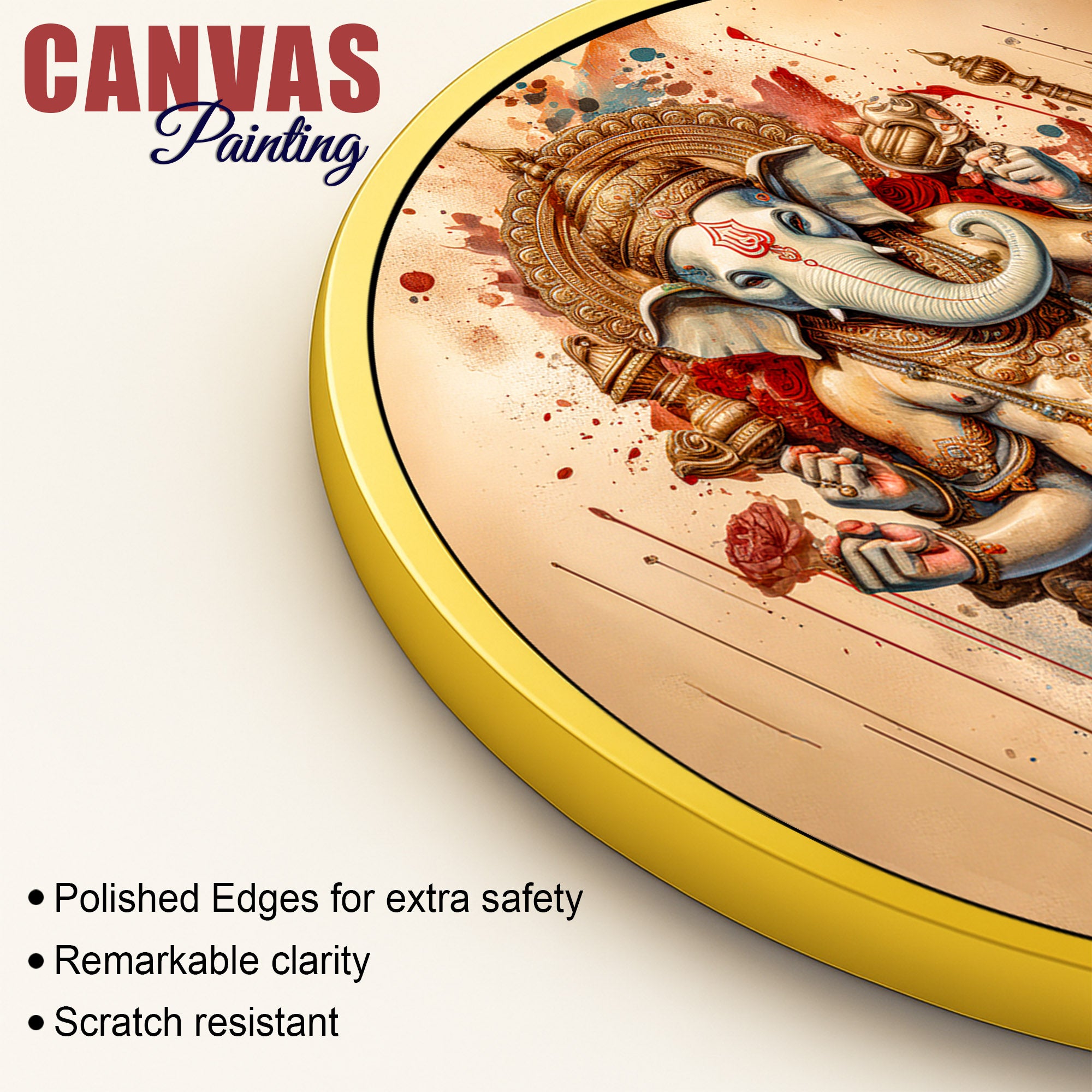 Designer Divine Ganesh Ji Round Wall Art Painting