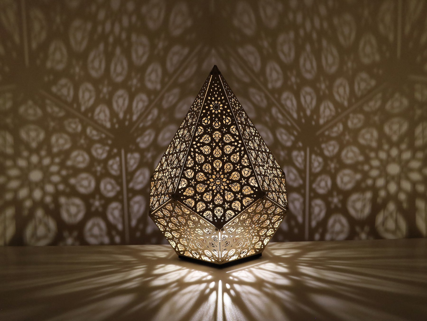 Designer Floral Shadow Casting Table Light