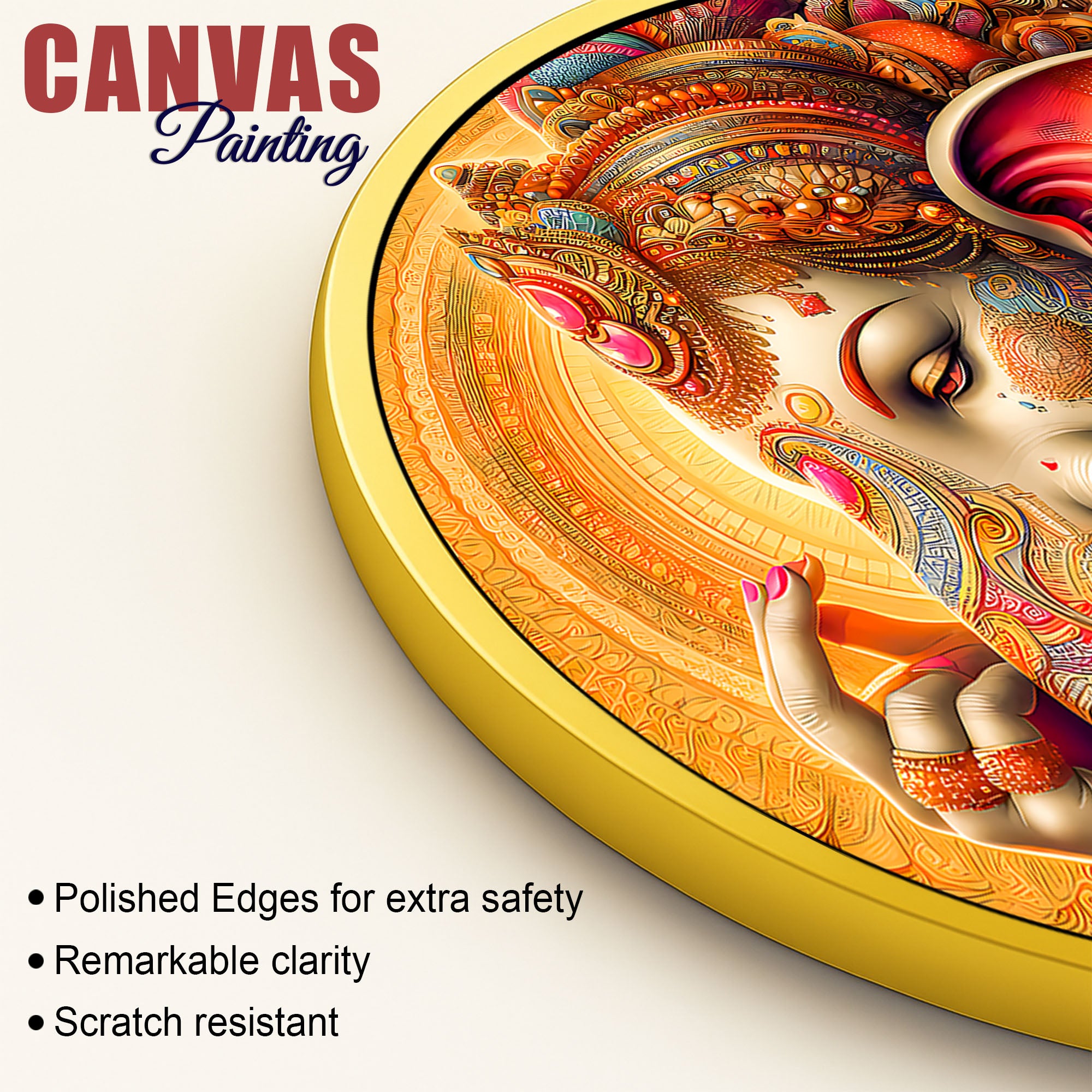Designer Ganesha Round Spiritual Wall Décor Painting