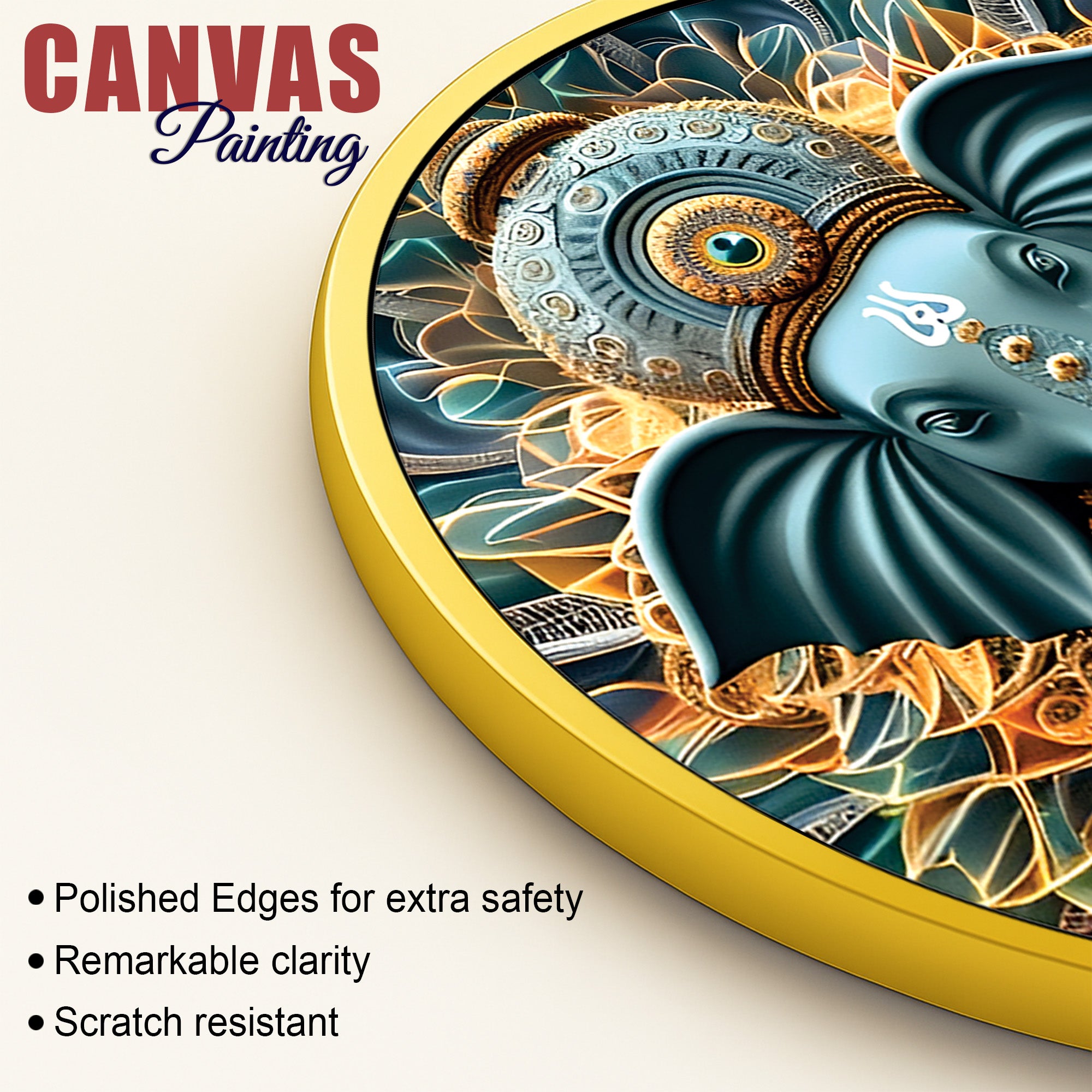 Designer Ganesha Round Spiritual Wall Painting