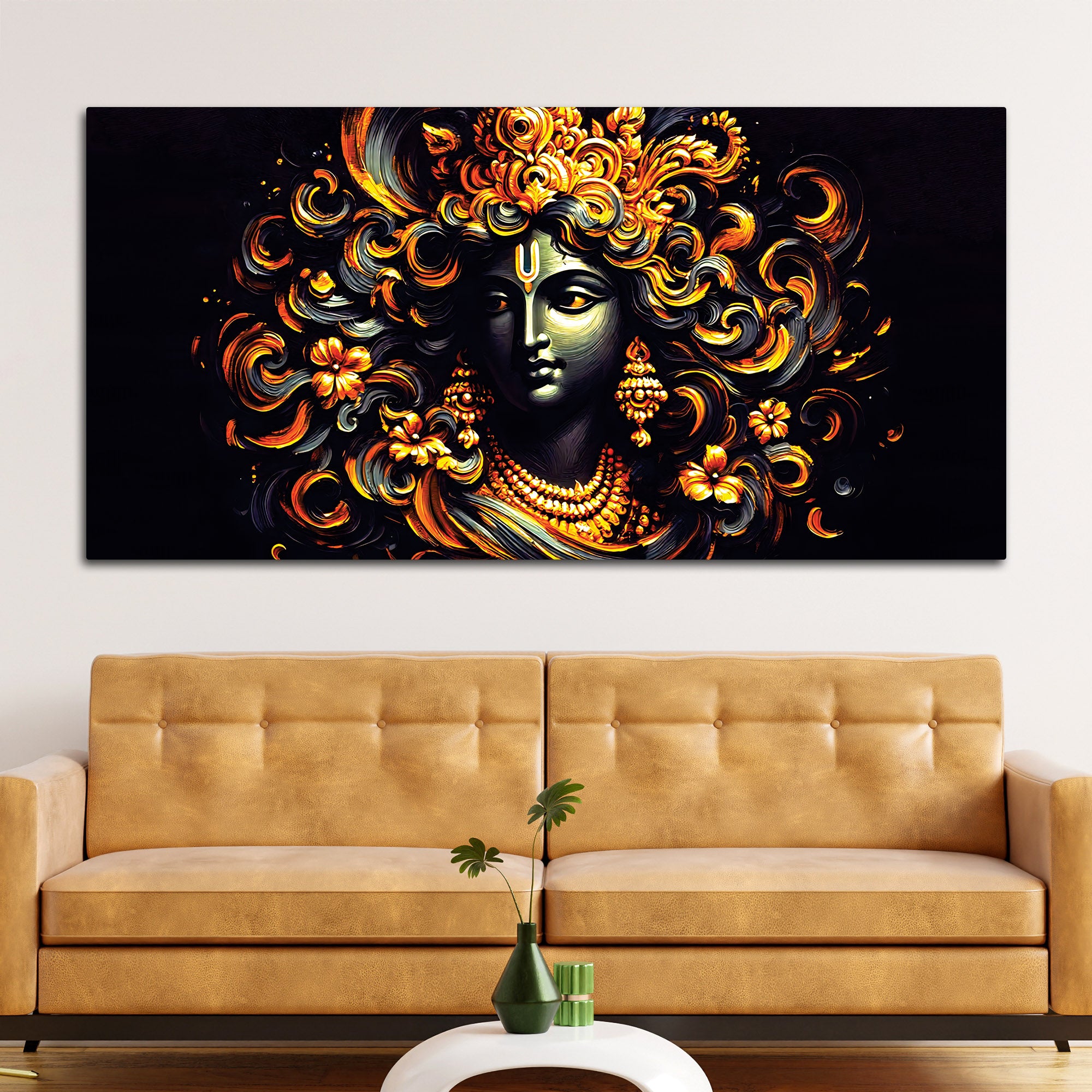 Designer Lord Krishna Canvas Painting for Luxury Wall Decoration