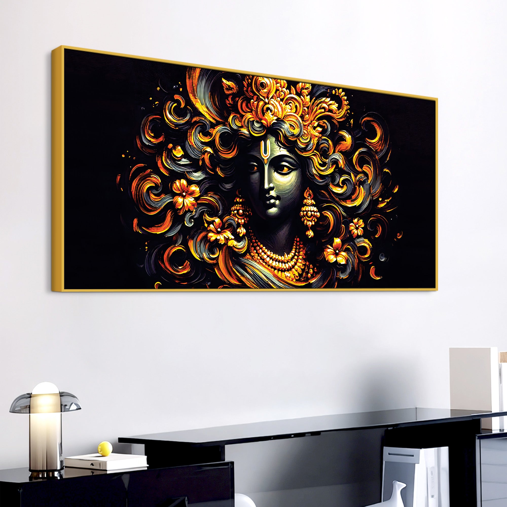 Designer Lord Krishna Canvas Painting for Luxury Wall Decoration