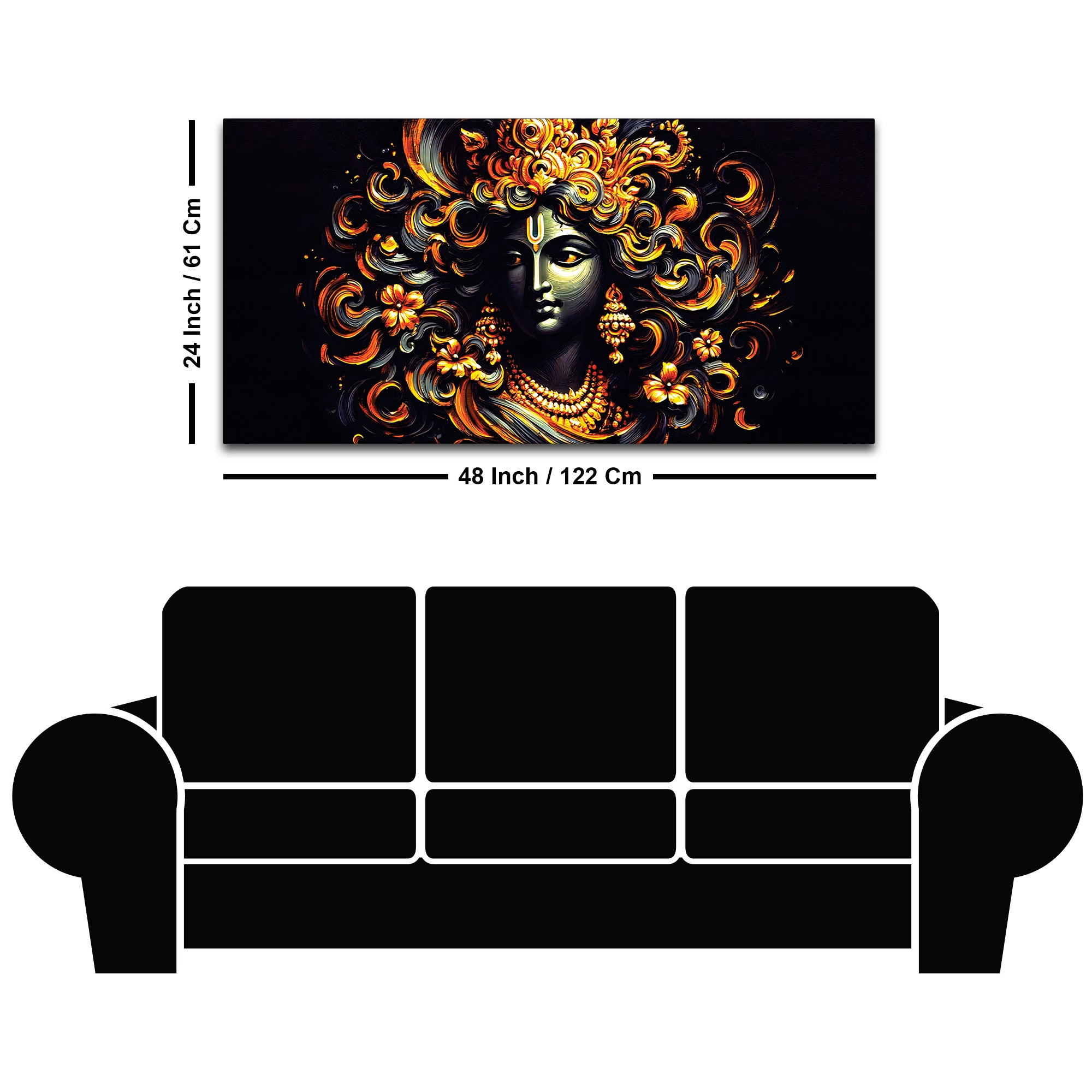 Designer Lord Krishna Canvas Painting for Luxury Wall Decoration