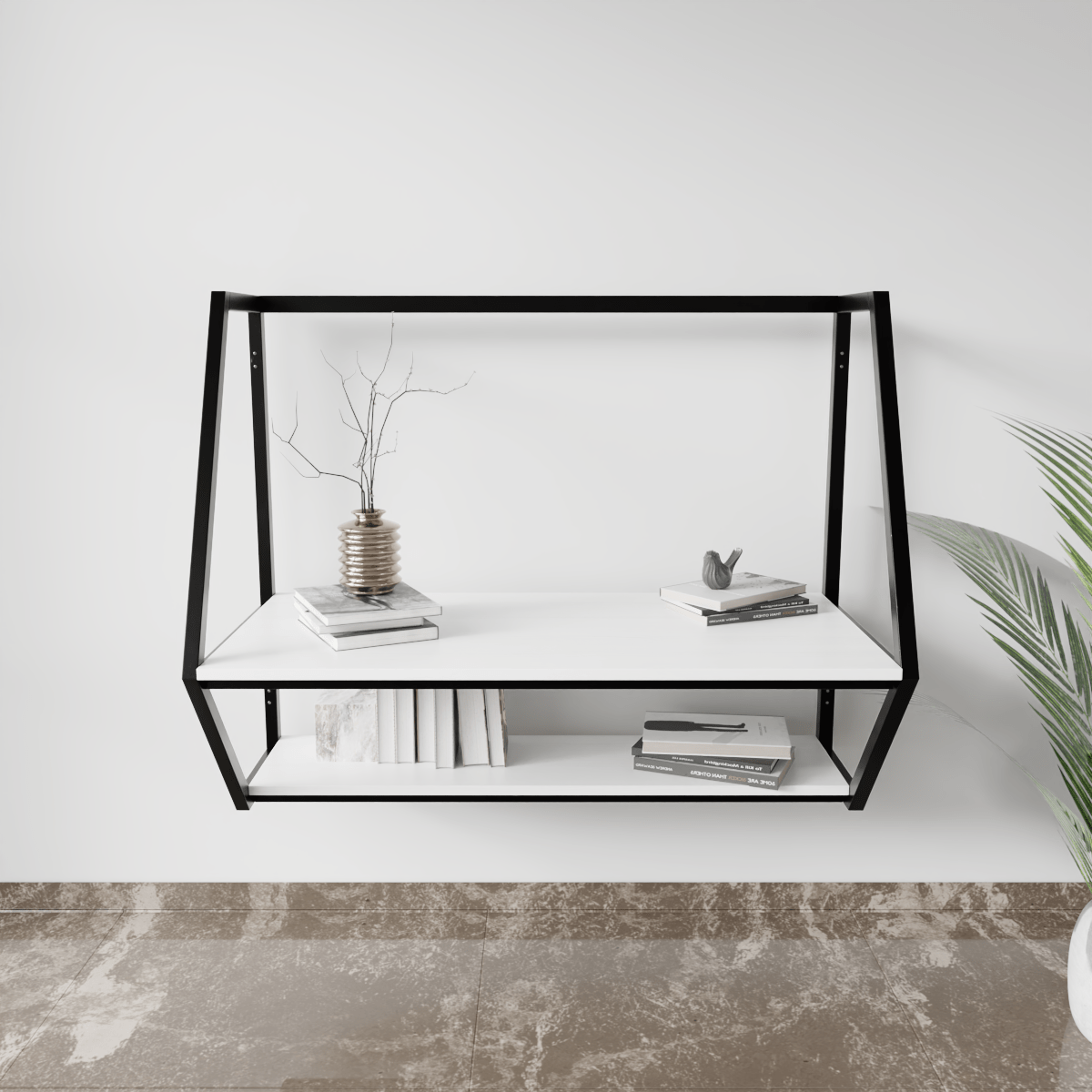 Designer Wooden Wall Mounted Desk for Books & Decor