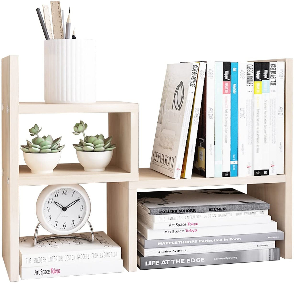 Desktop Wooden Book Rack | Office Desk Organizer & Storage Shelf