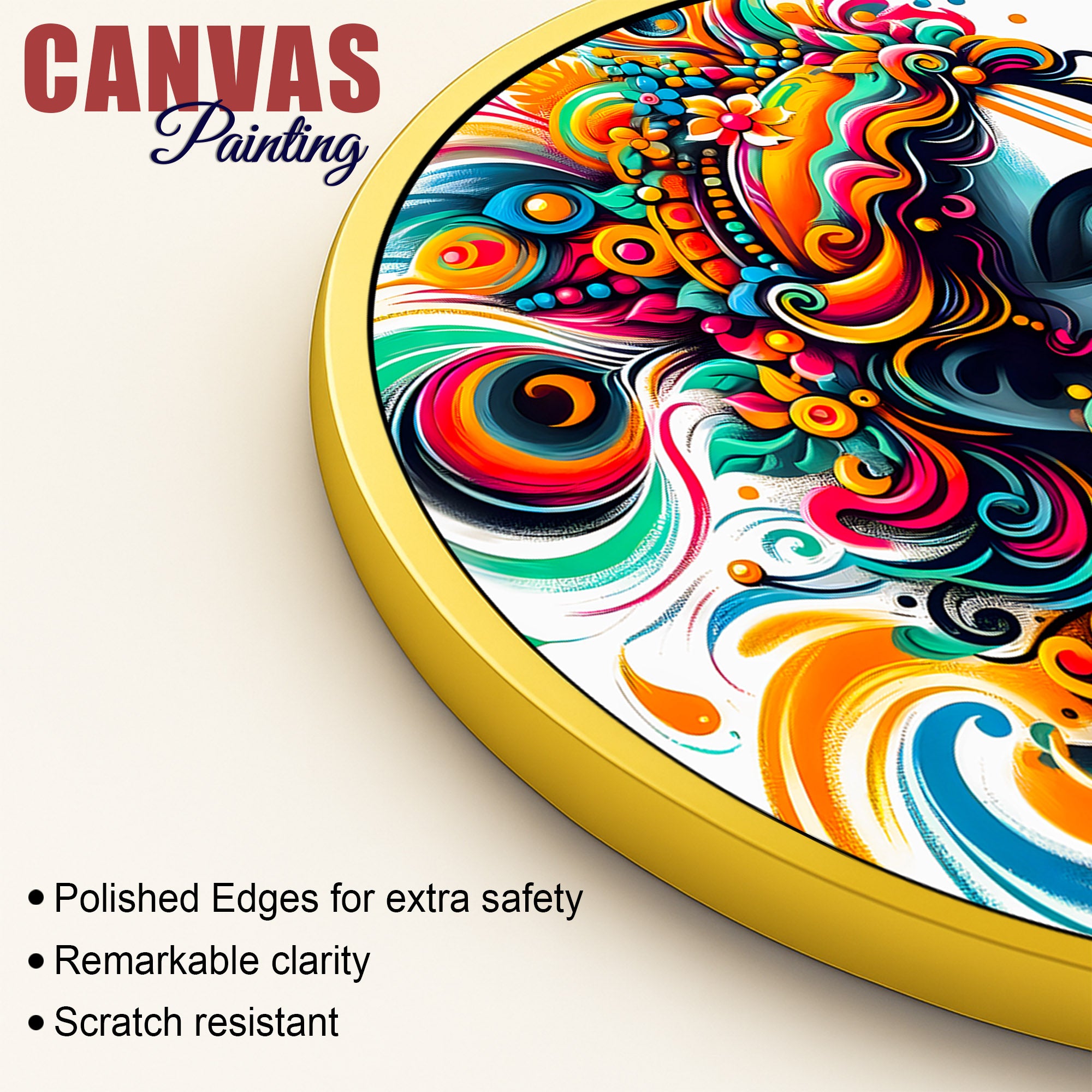 Devotional Krishna Round Frame Painting