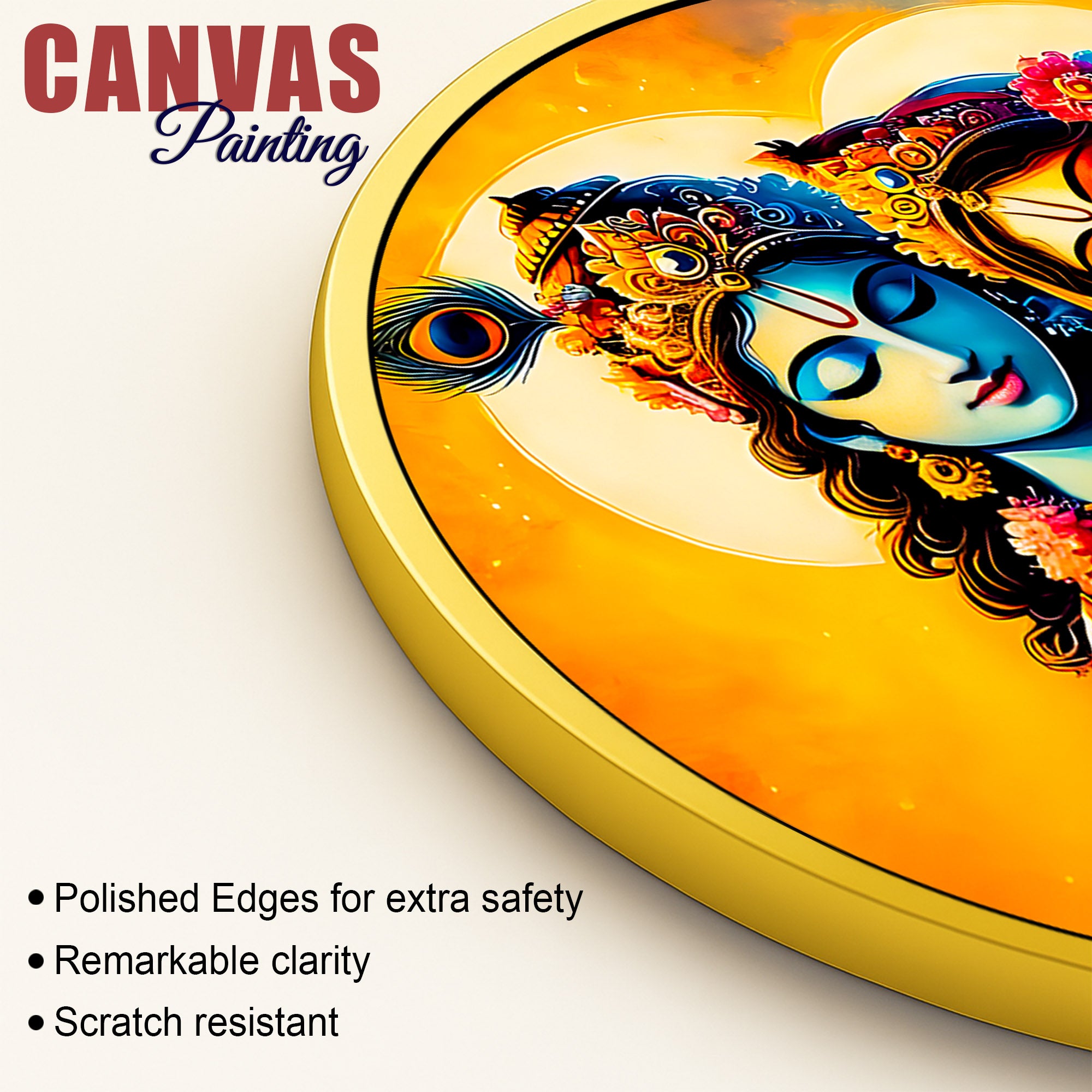 Devotional Lord Radha Krishna Round Painting for Home