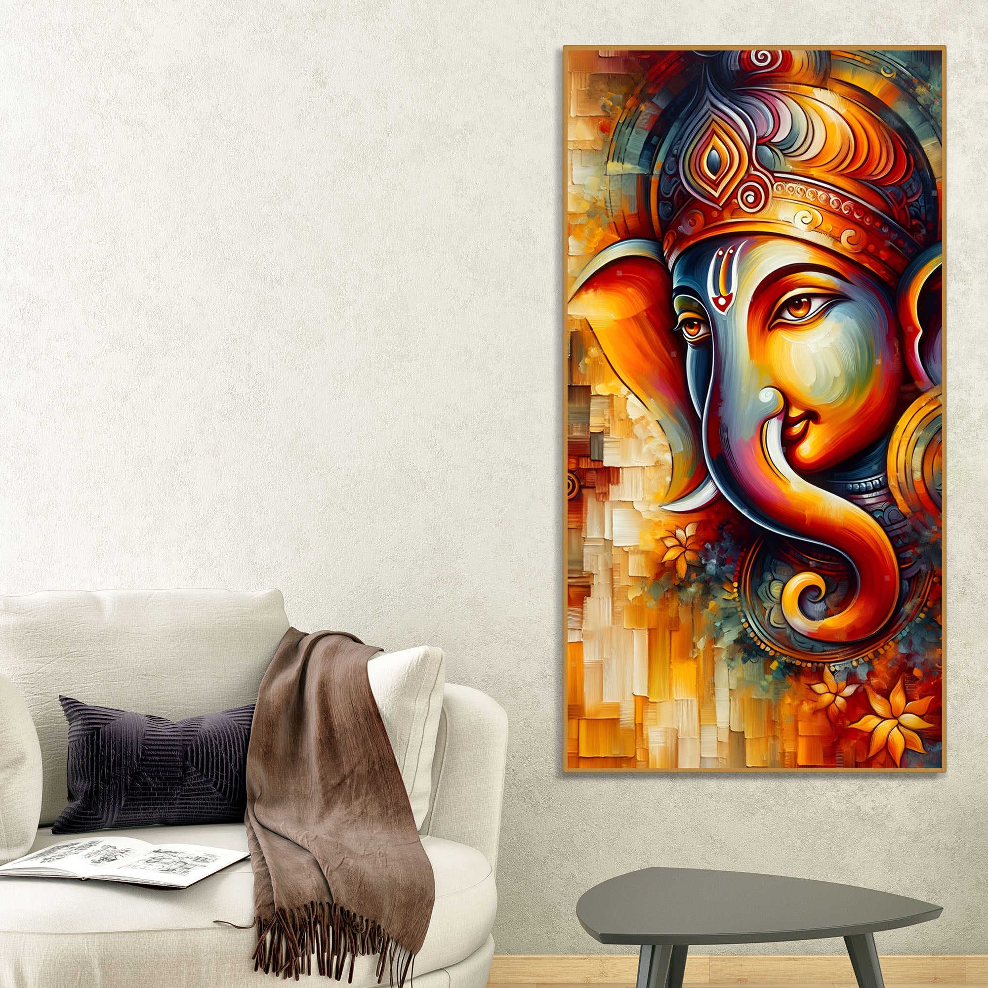 Divine Art of Lord Ganesha Premium Canvas Wall Painting