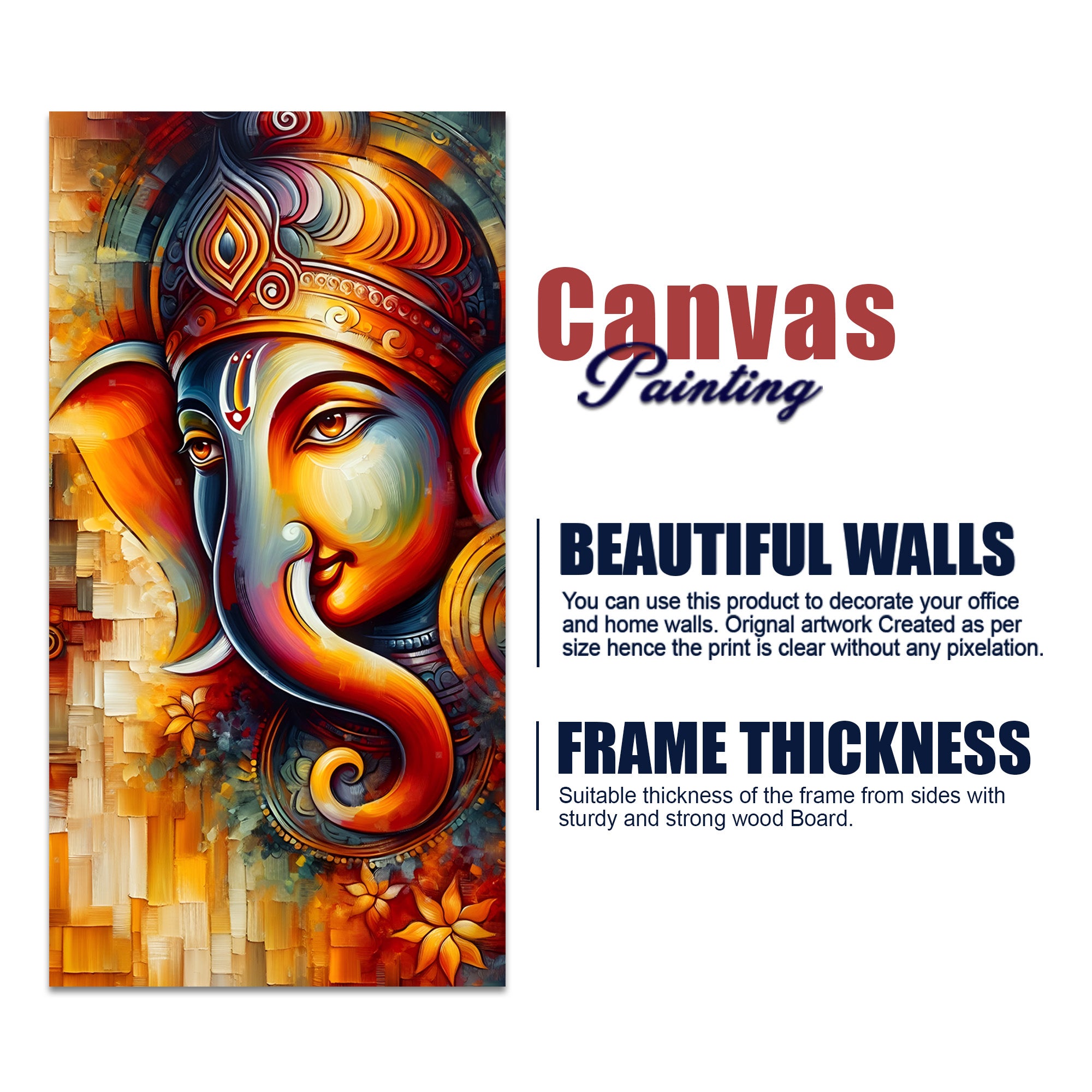Divine Art of Lord Ganesha Premium Canvas Wall Painting