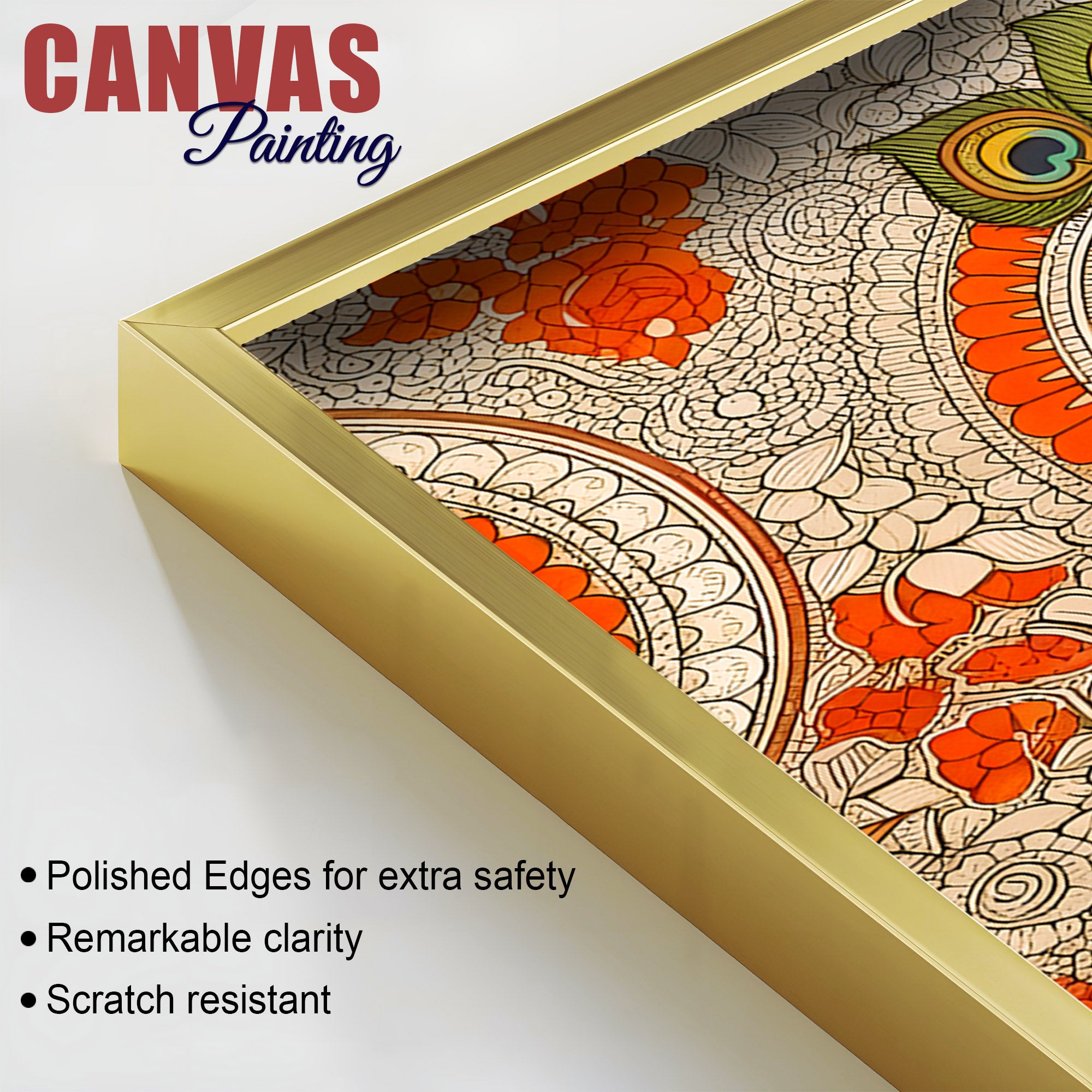 Divine Bal Gopal Shri Krishnaji Madhubani Modern Wall Art Canvas Painting for Home & Office