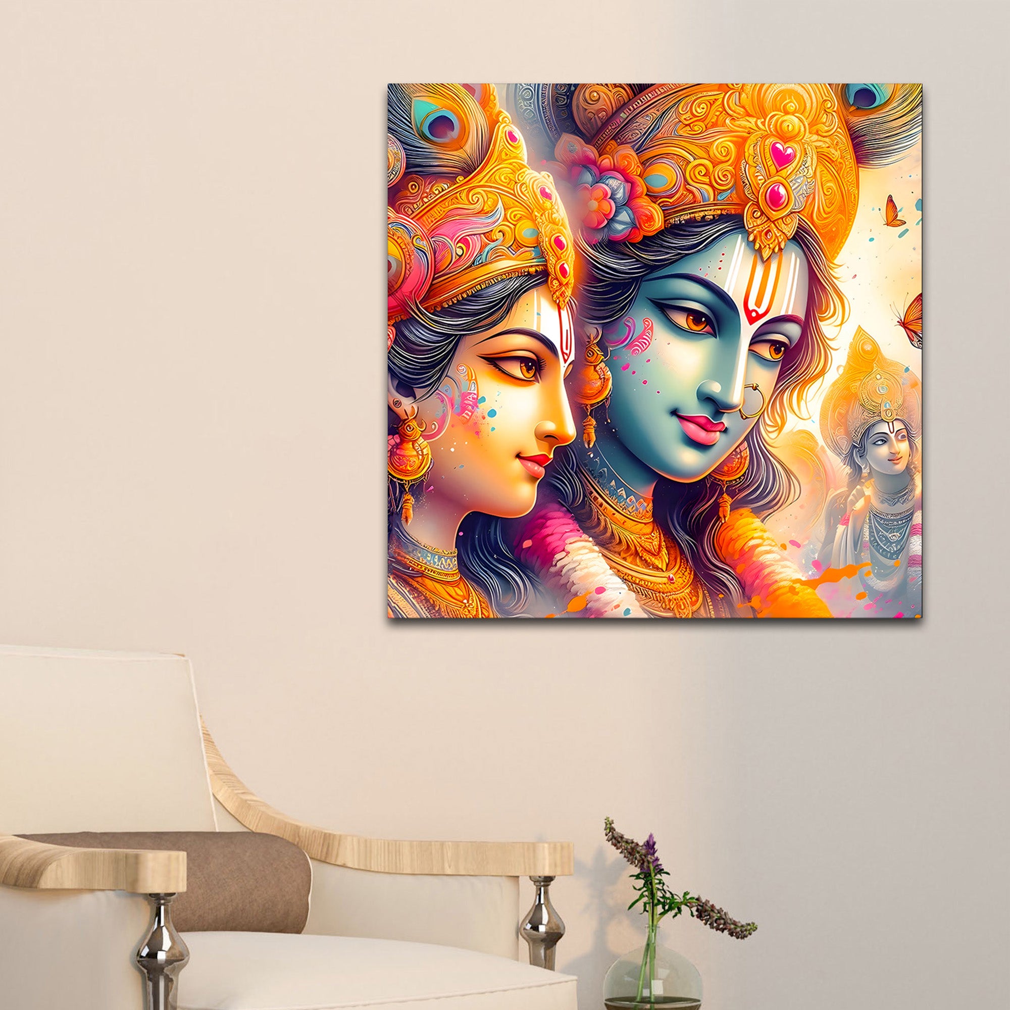 Divine & Colorful Radha Krishna Premium Canvas Wall Painting For Home & Office