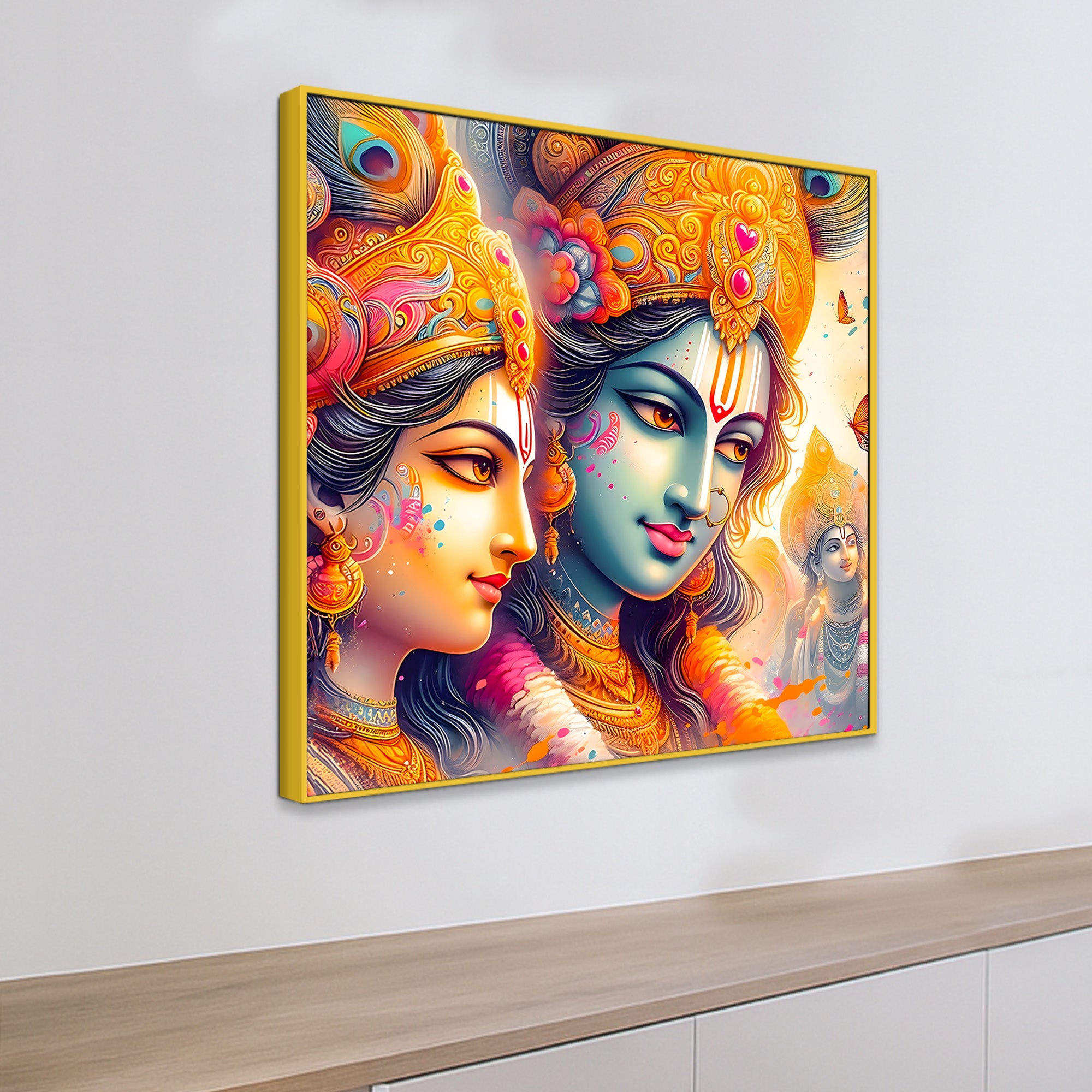 Divine & Colorful Radha Krishna Premium Canvas Wall Painting For Home & Office