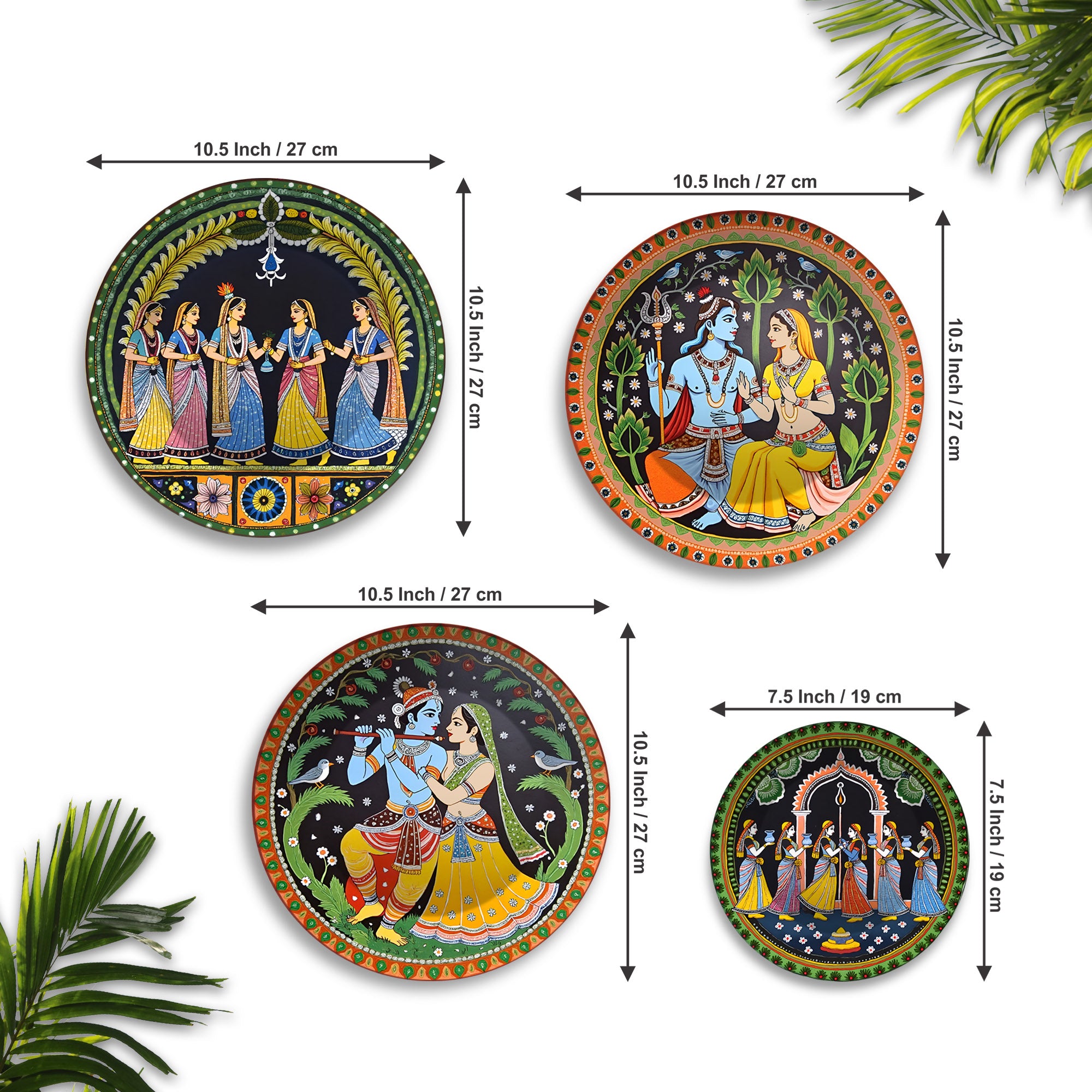 Divine Couples Sacred Love Premium Wall Plates Painting Set of Four