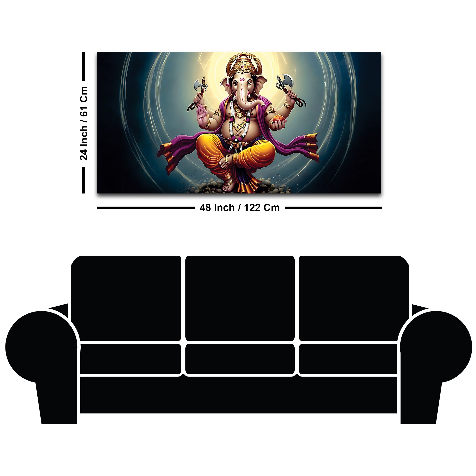 Divine Dancing Vighnaharta Ganpati Bappa Canvas Wall Painting for Home & Pooja Spaces – Modern Religious Wall Decor