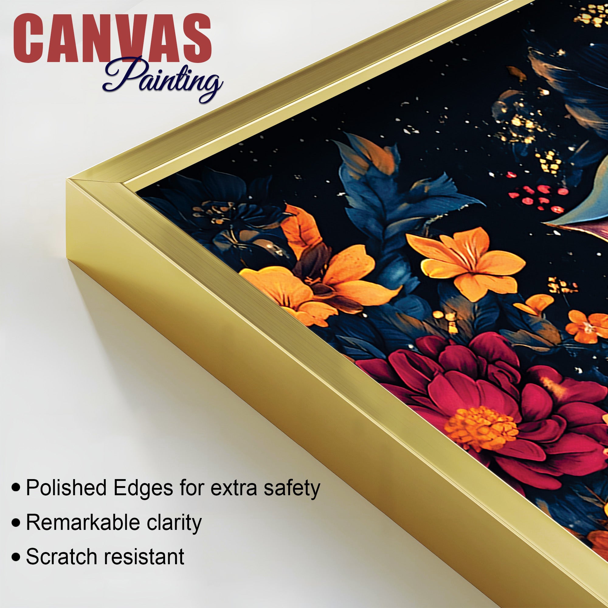 Divine Floral Majesty Lord Ganapati In Blossom Premium Canvas Wall Painting for Home & Office – Modern Devotional Wall Decor