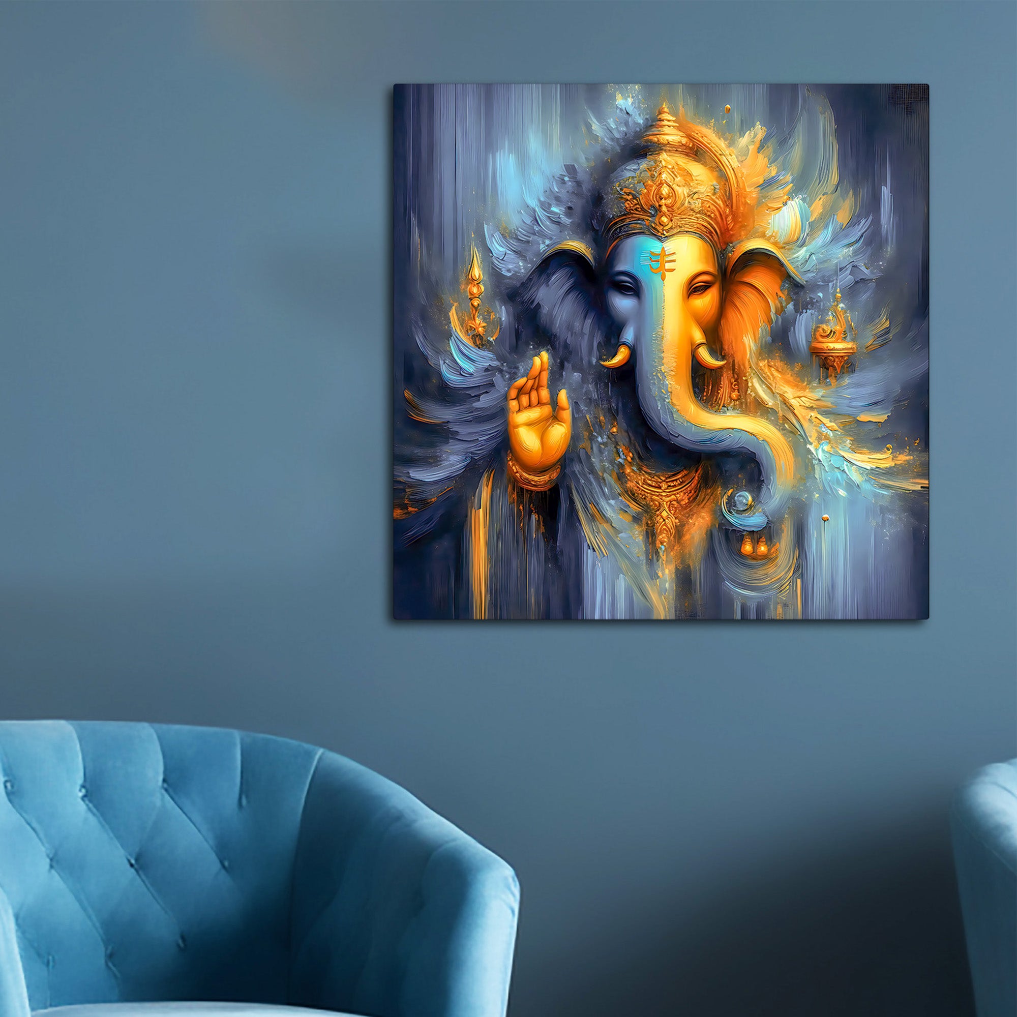 Divine Ganpati Bappa Spiritual Wall Painting for Home & Office