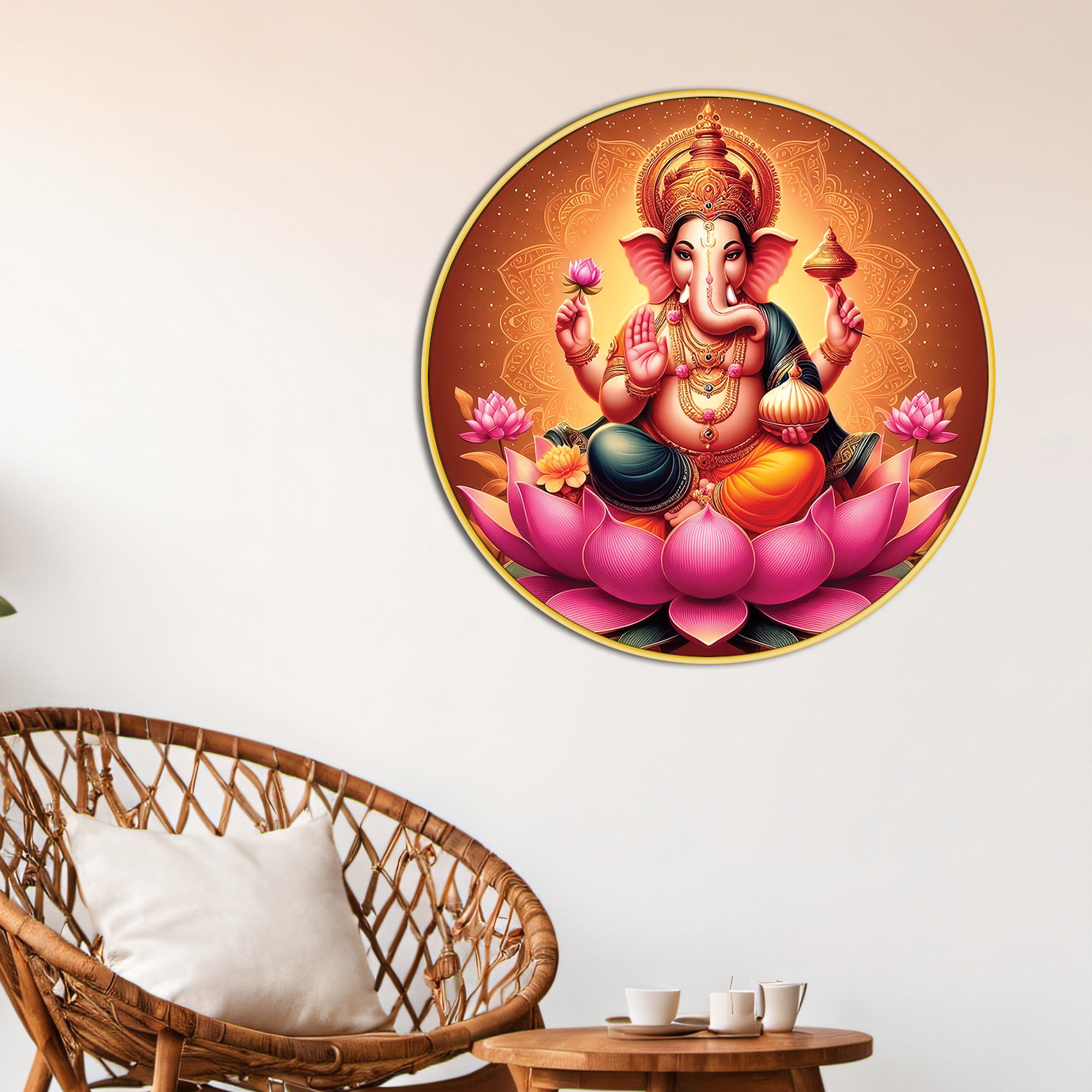 Divine Ganpati on Lotus Canvas Painting