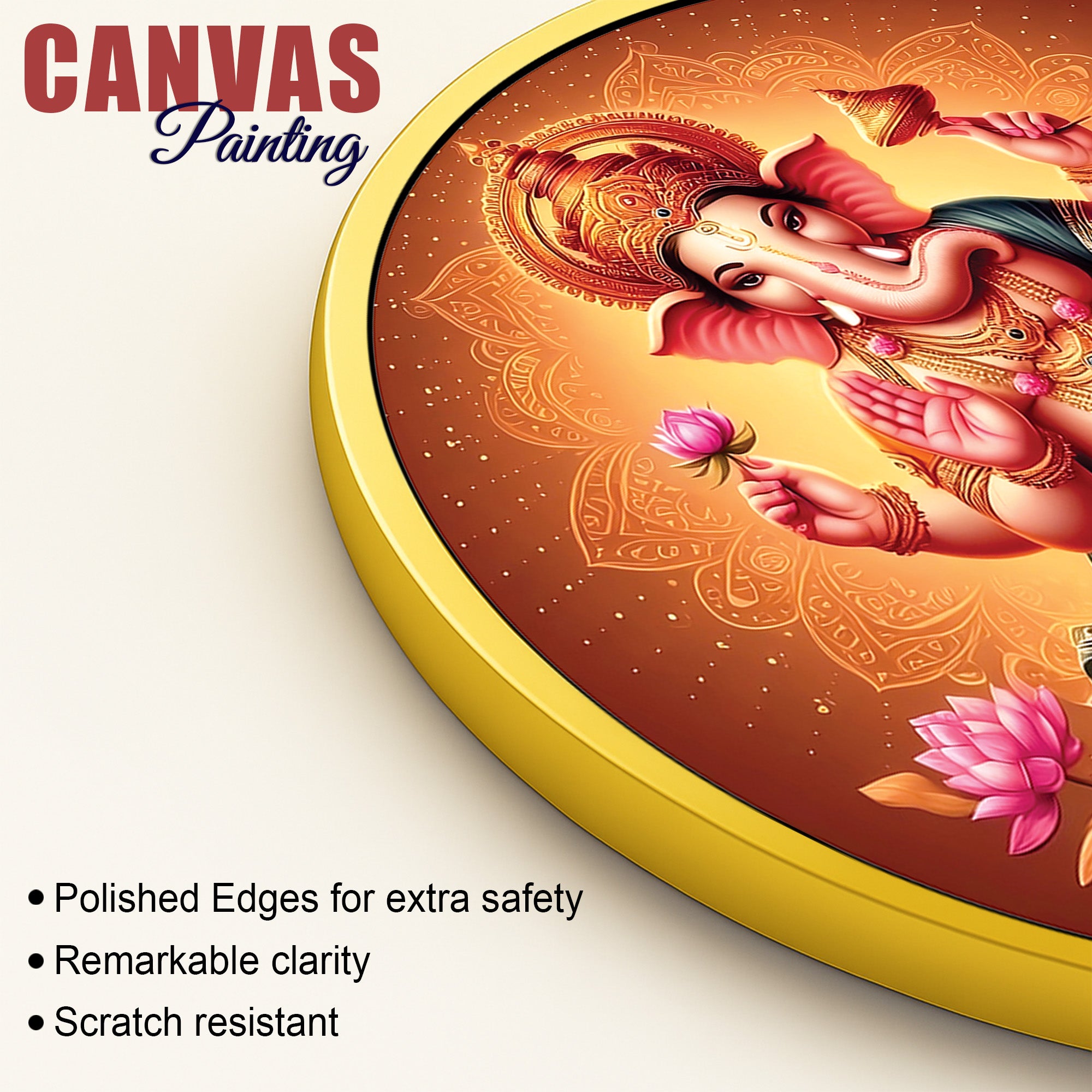 Divine Ganpati on Lotus Canvas Painting