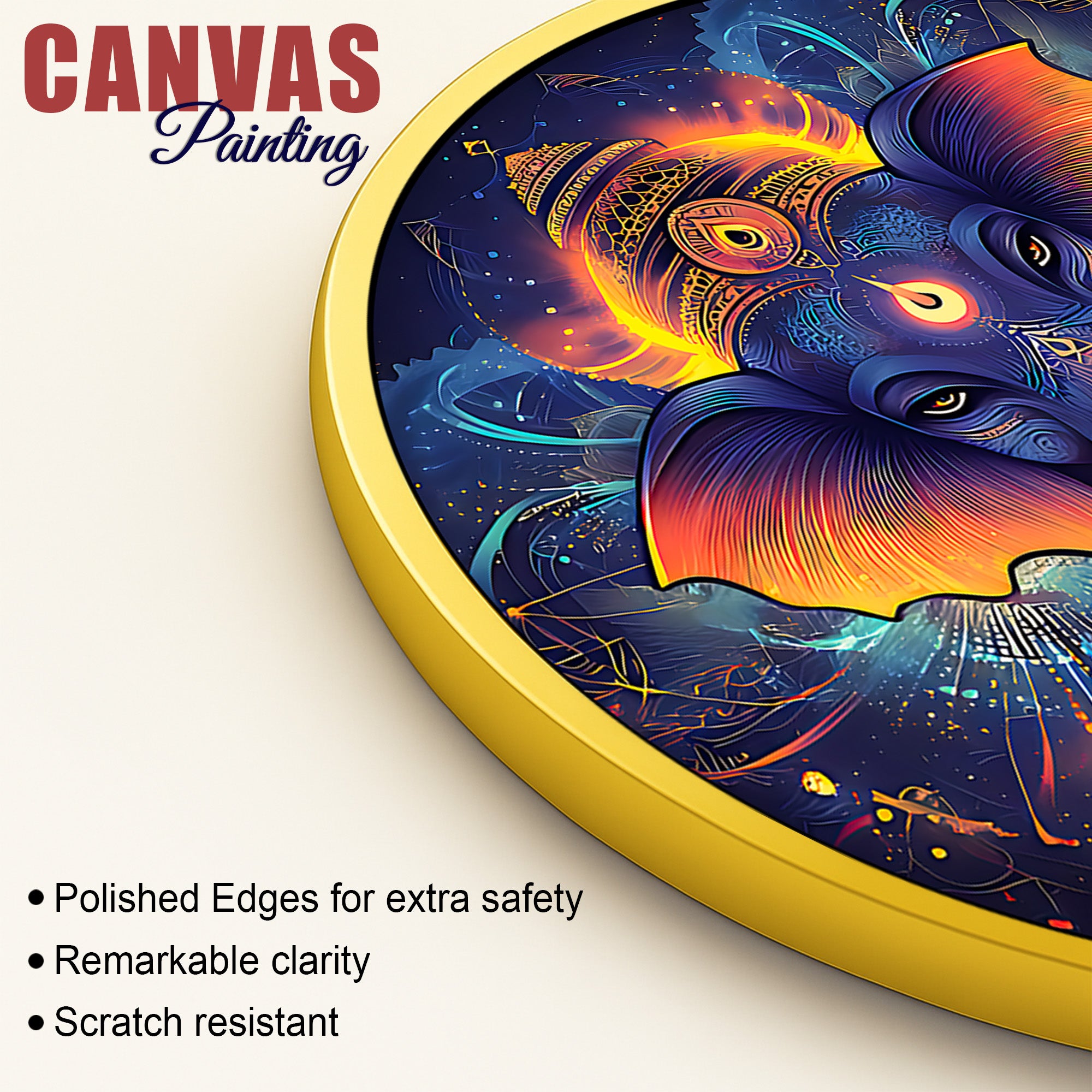 Divine Ganpati Round Canvas Art Painting