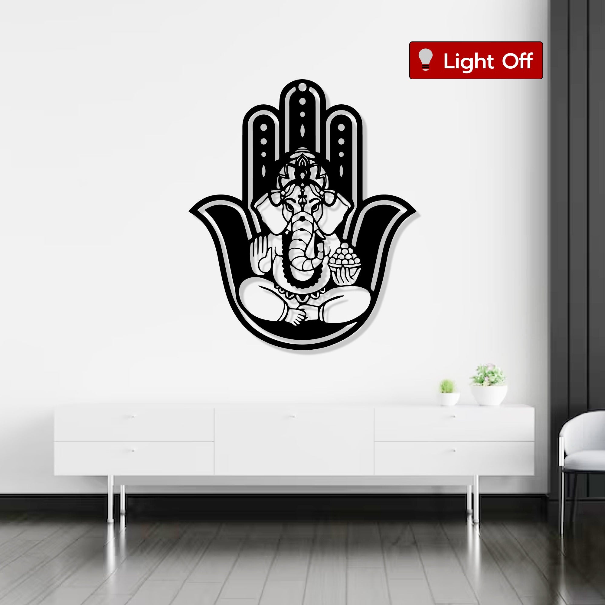 Divine Hamsa Ganesha Metal Art Devotion Wall Decor