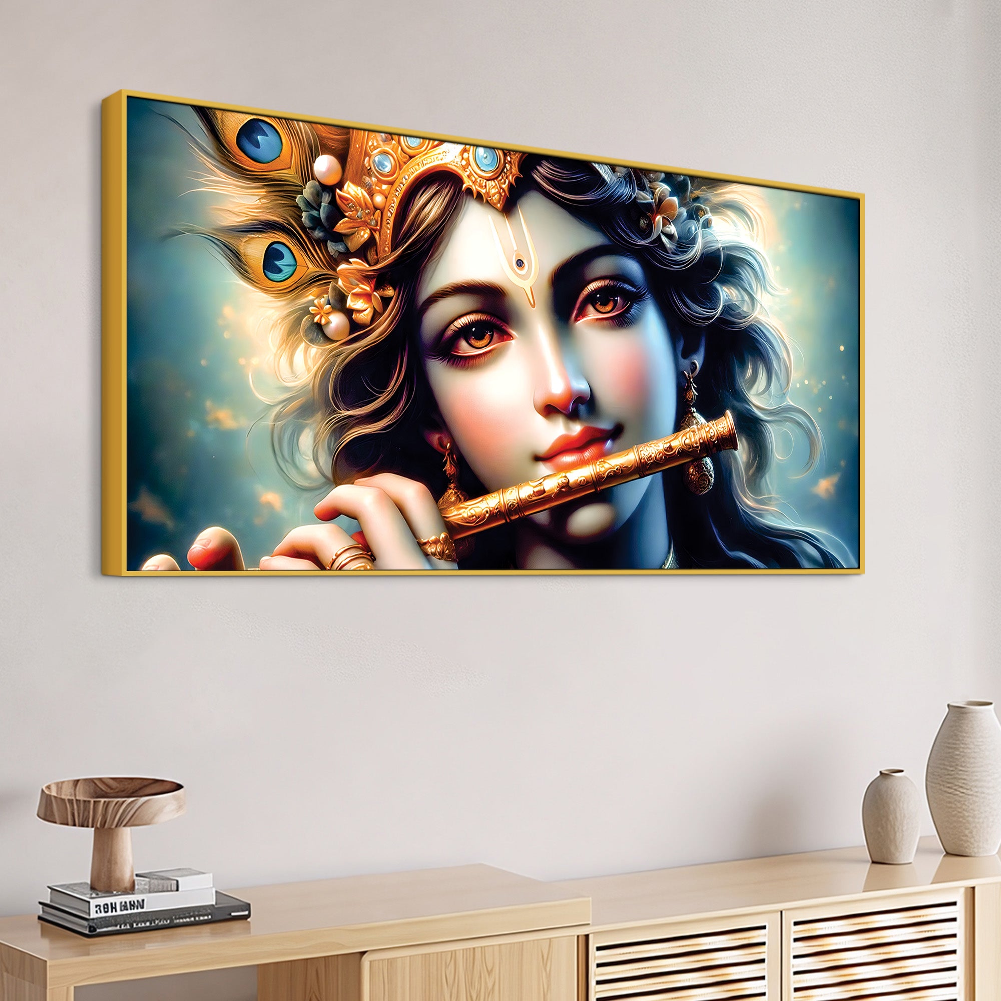 Divine Krishna Canvas Painting for Elegant Living Room Wall