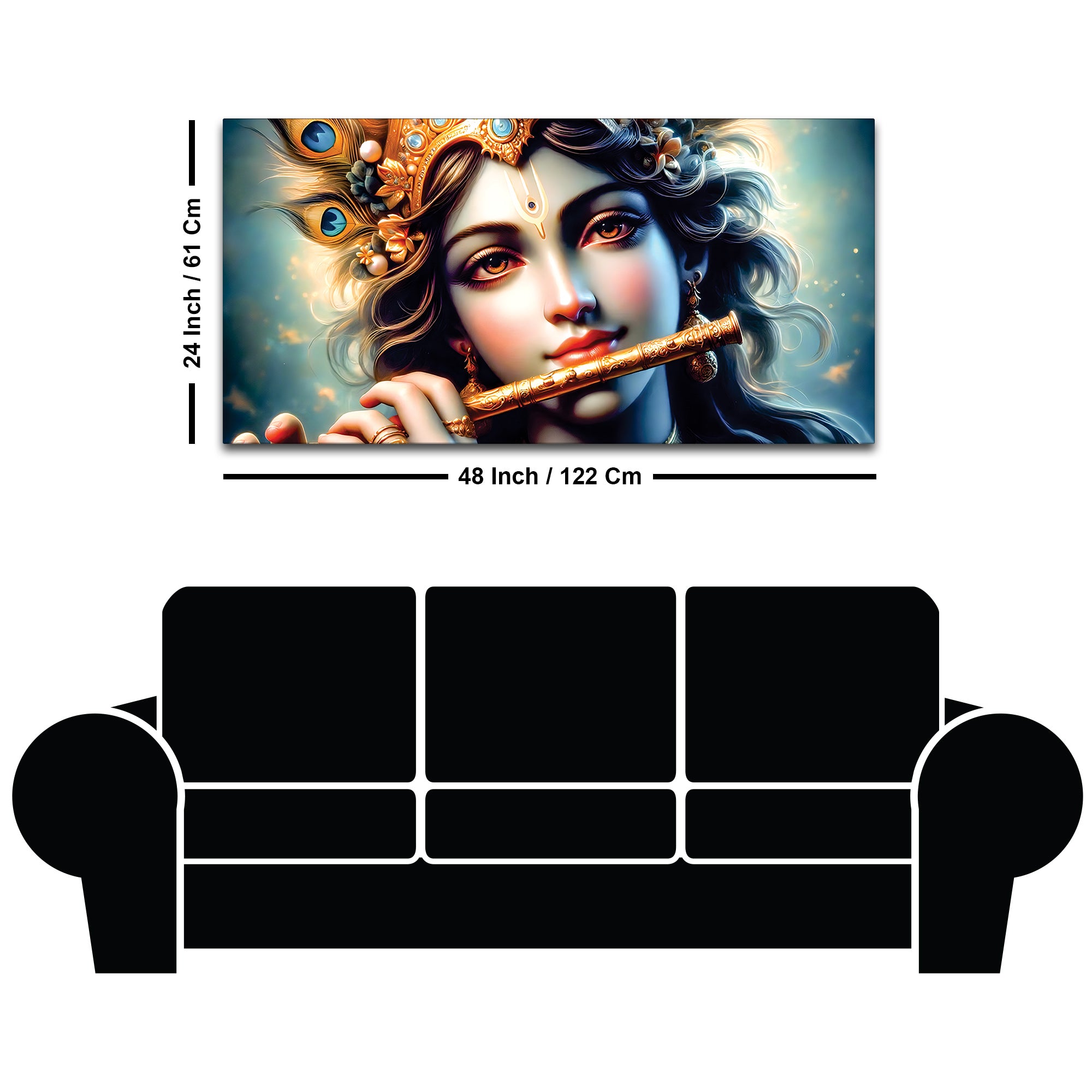 Divine Krishna Canvas Painting for Elegant Living Room Wall
