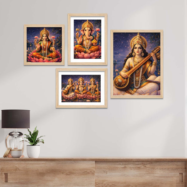 divine-lakshmi-ganesha-saraswati-wall-frame-set-of-four