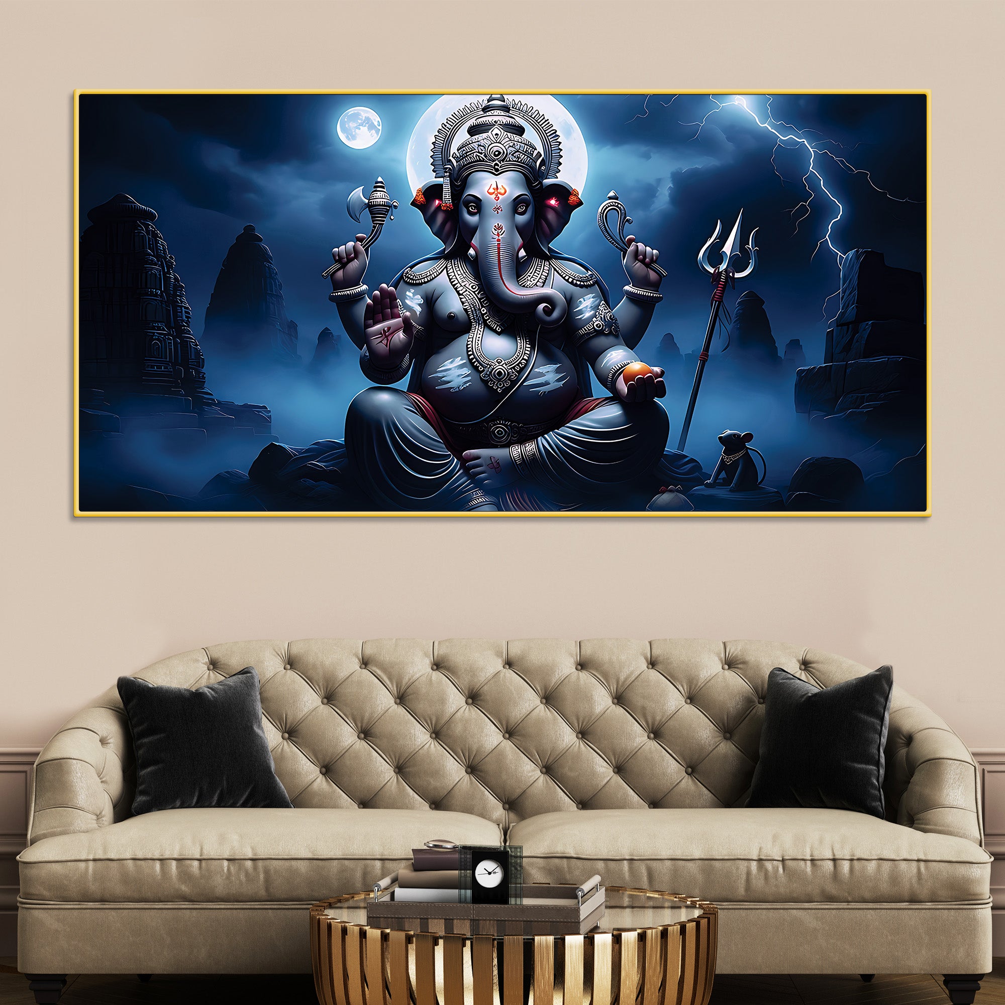 divine-lord-ganesh-with-trishool-mooshak-dark-theme-canvas-painting