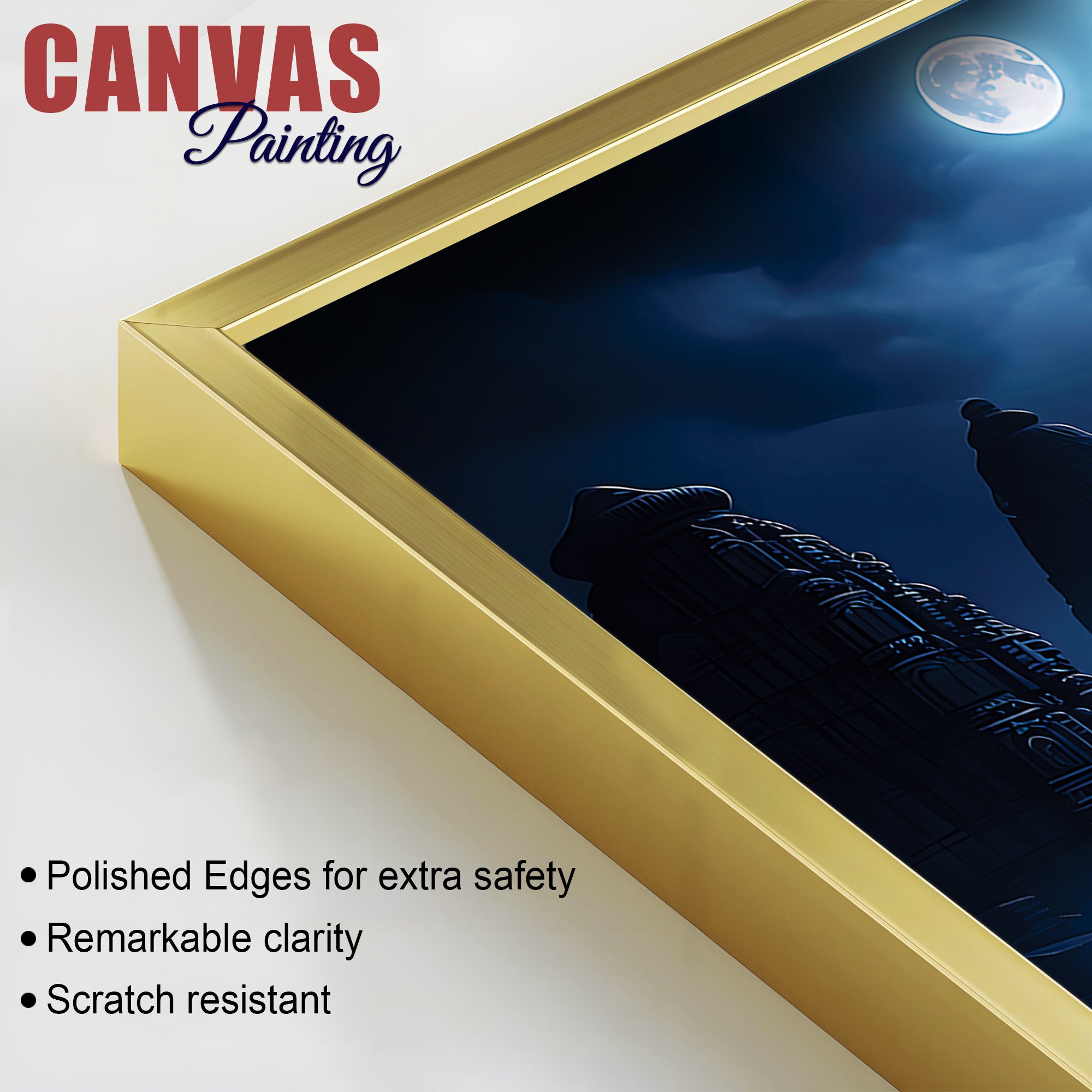 Divine Lord Ganesh with Trishool & Mooshak Dark Theme Canvas Wall painting for Home & Office Decor