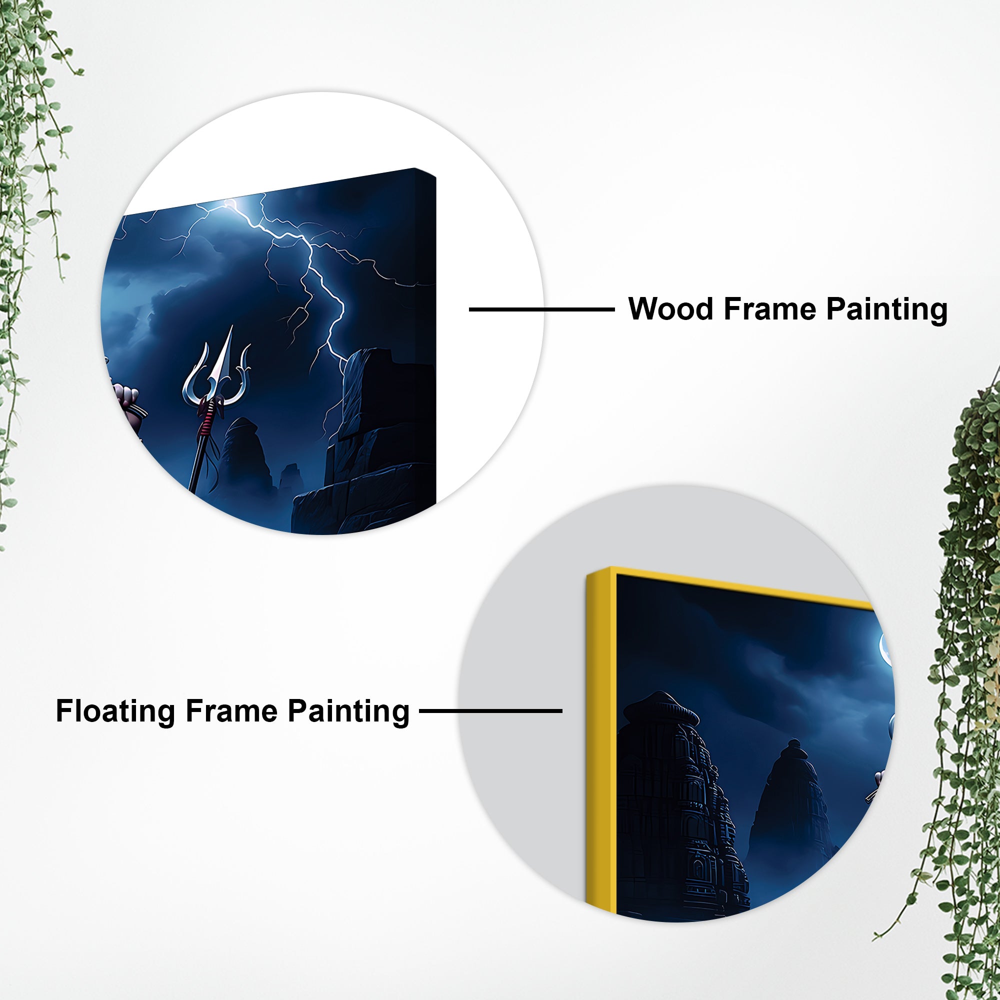 Divine Lord Ganesh with Trishool & Mooshak Dark Theme Canvas Wall painting for Home & Office Decor