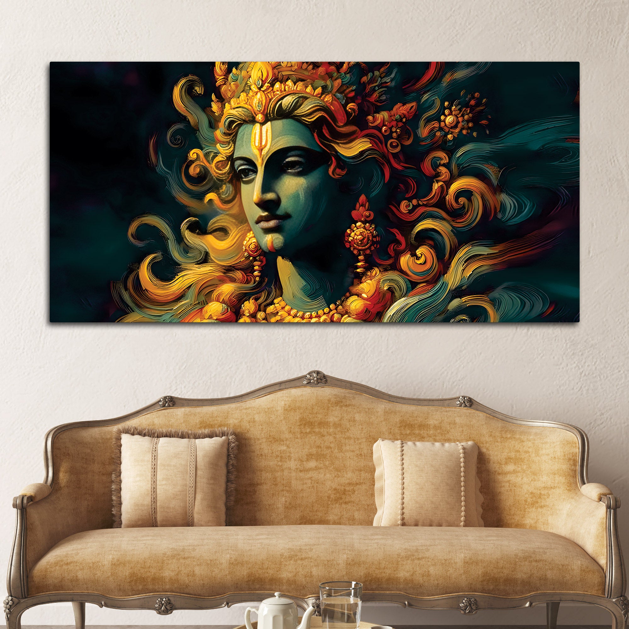 Divine Lord Krishna Canvas Painting for Wall Decor