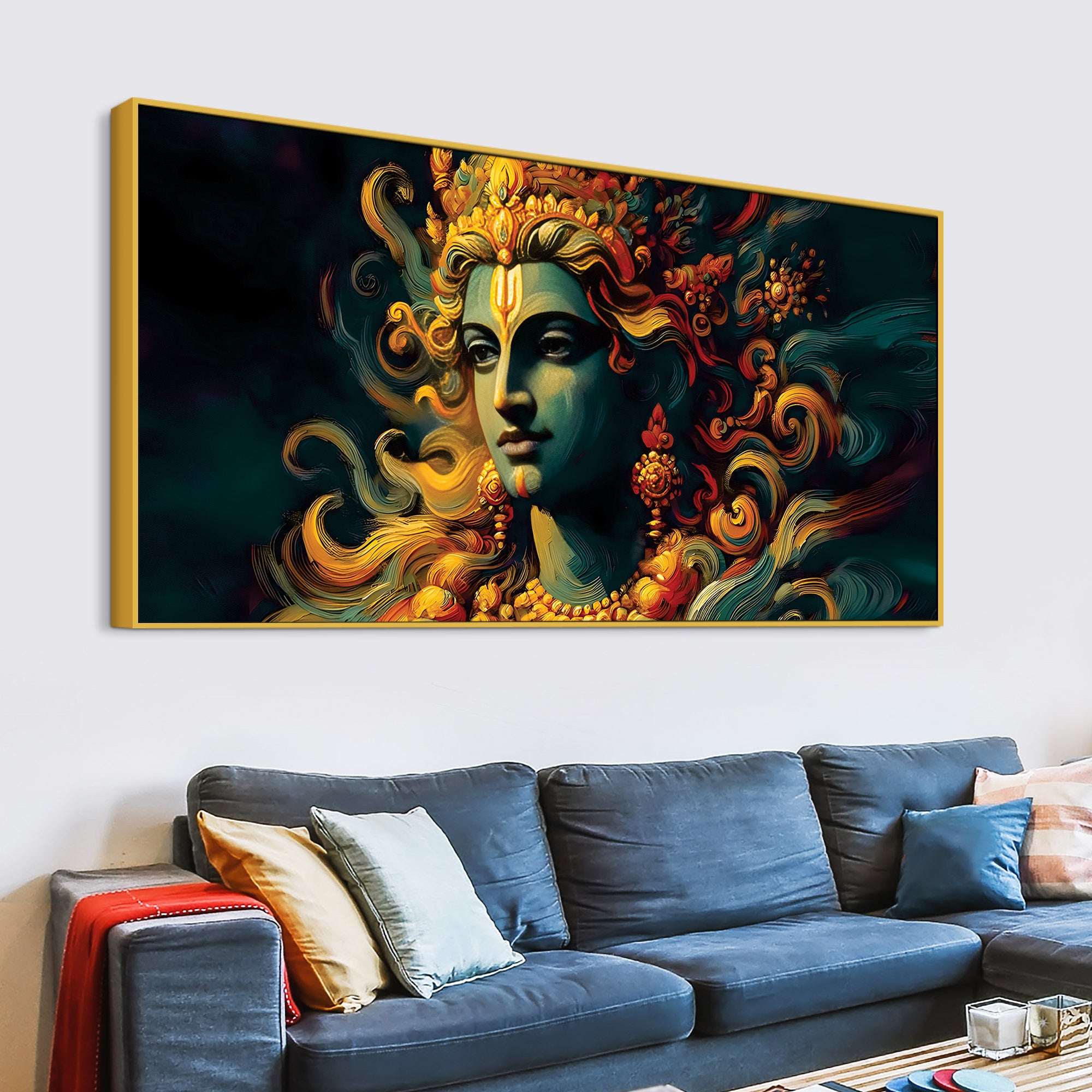 Divine Lord Krishna Canvas Painting for Wall Decor