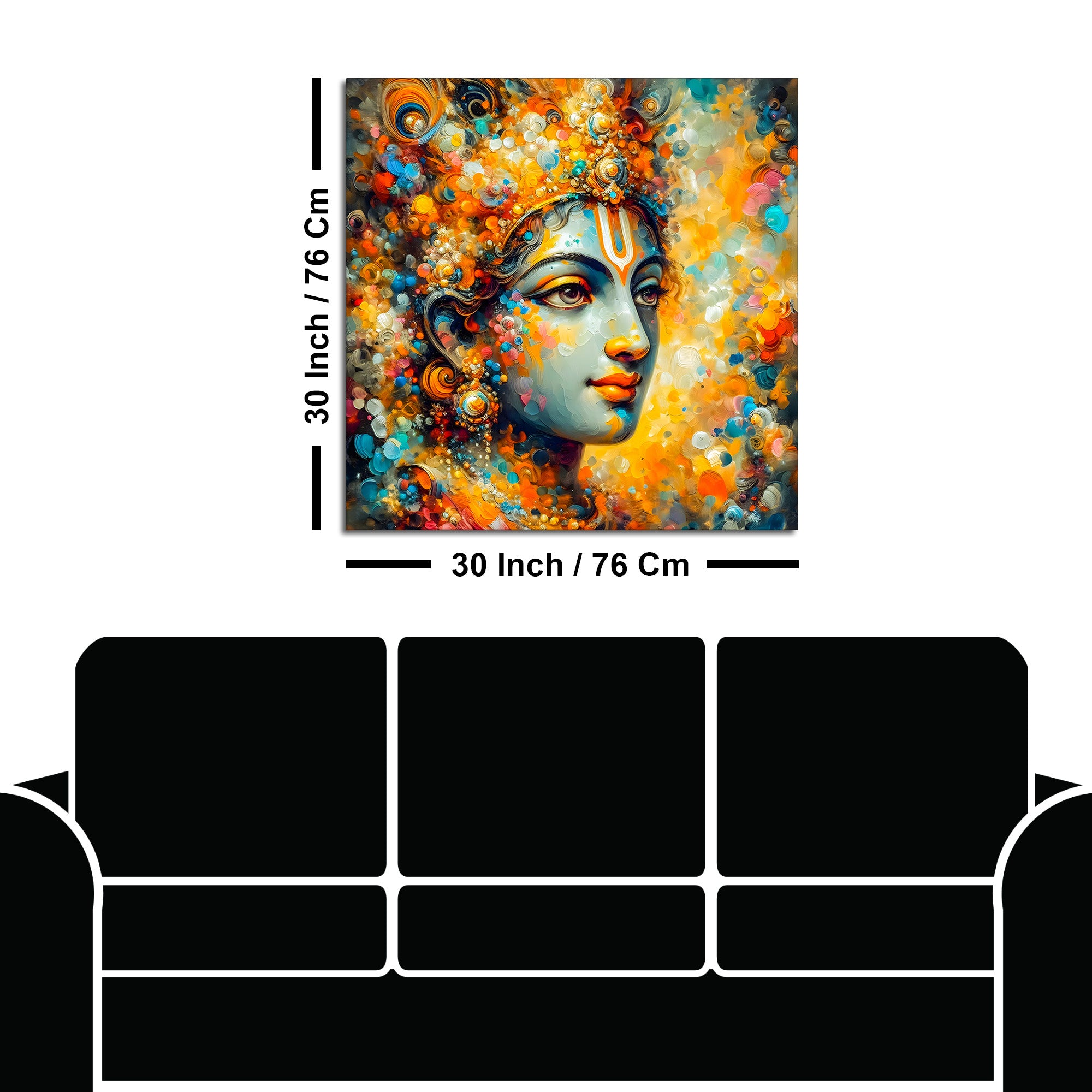 Divine Lord Krishna Colorful Abstract Canvas Wall Painting for Home & Offices