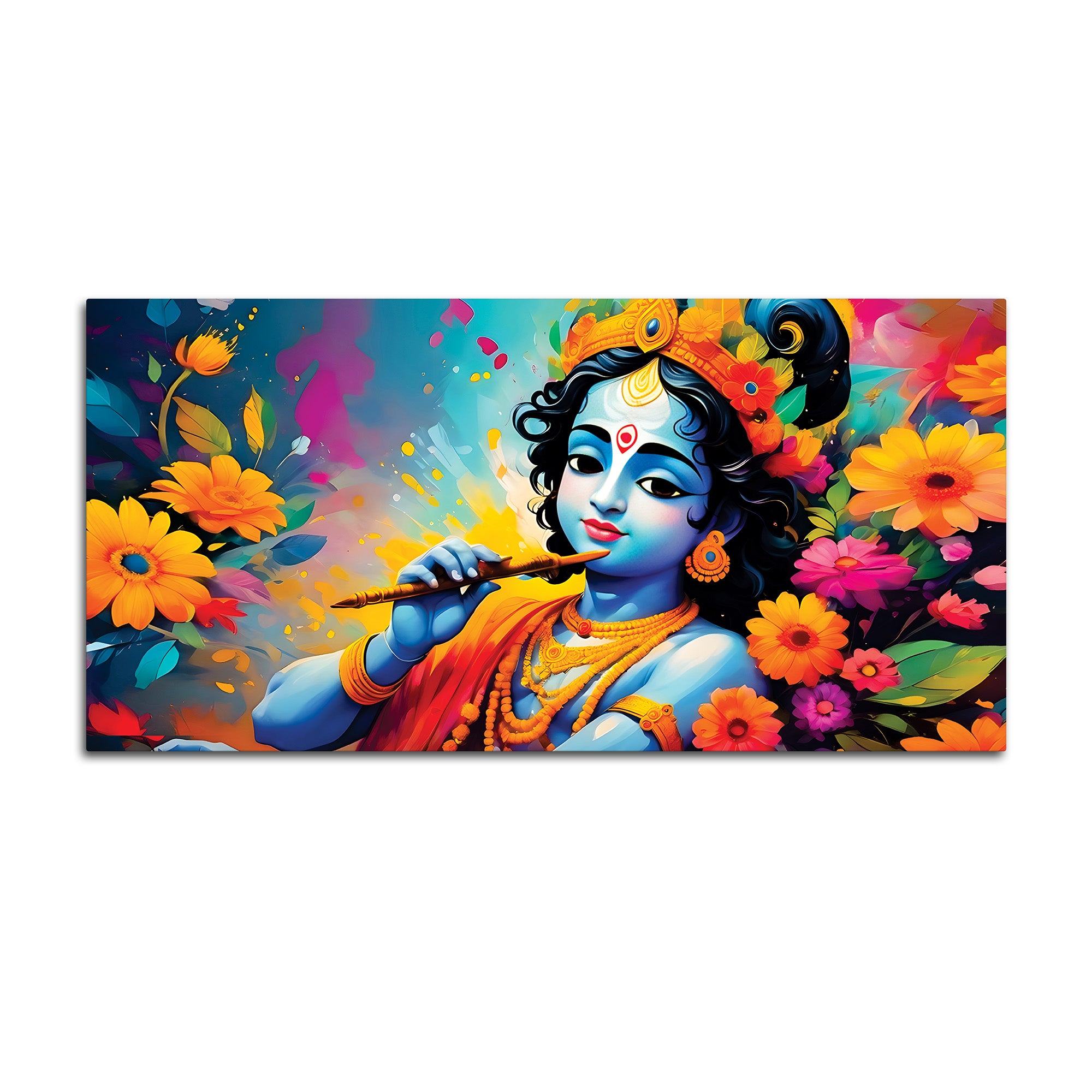 Divine Lord Krishna Colorful Canvas Painting for Home