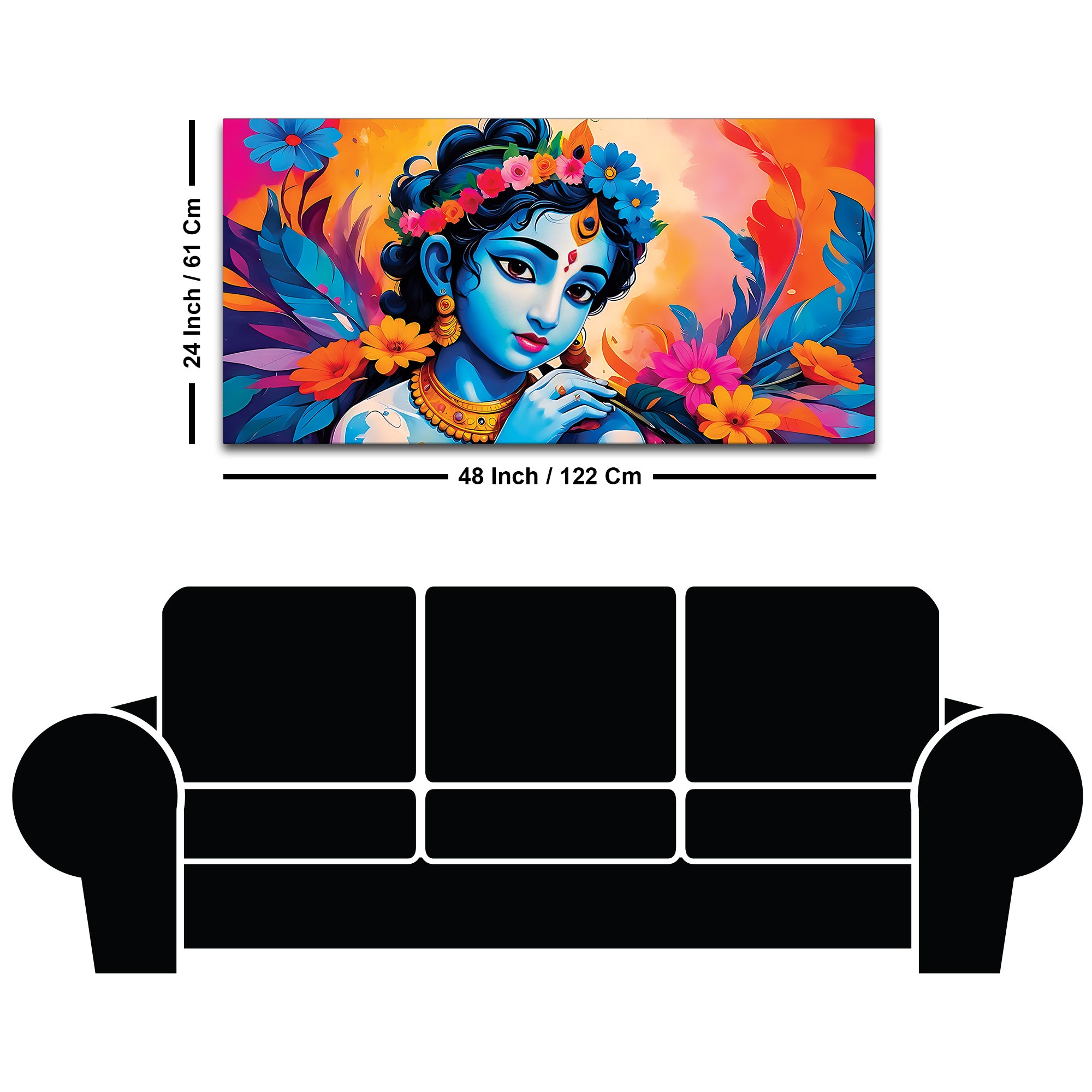 Divine Lord Krishna Floral Canvas Wall Painting for Home Decor