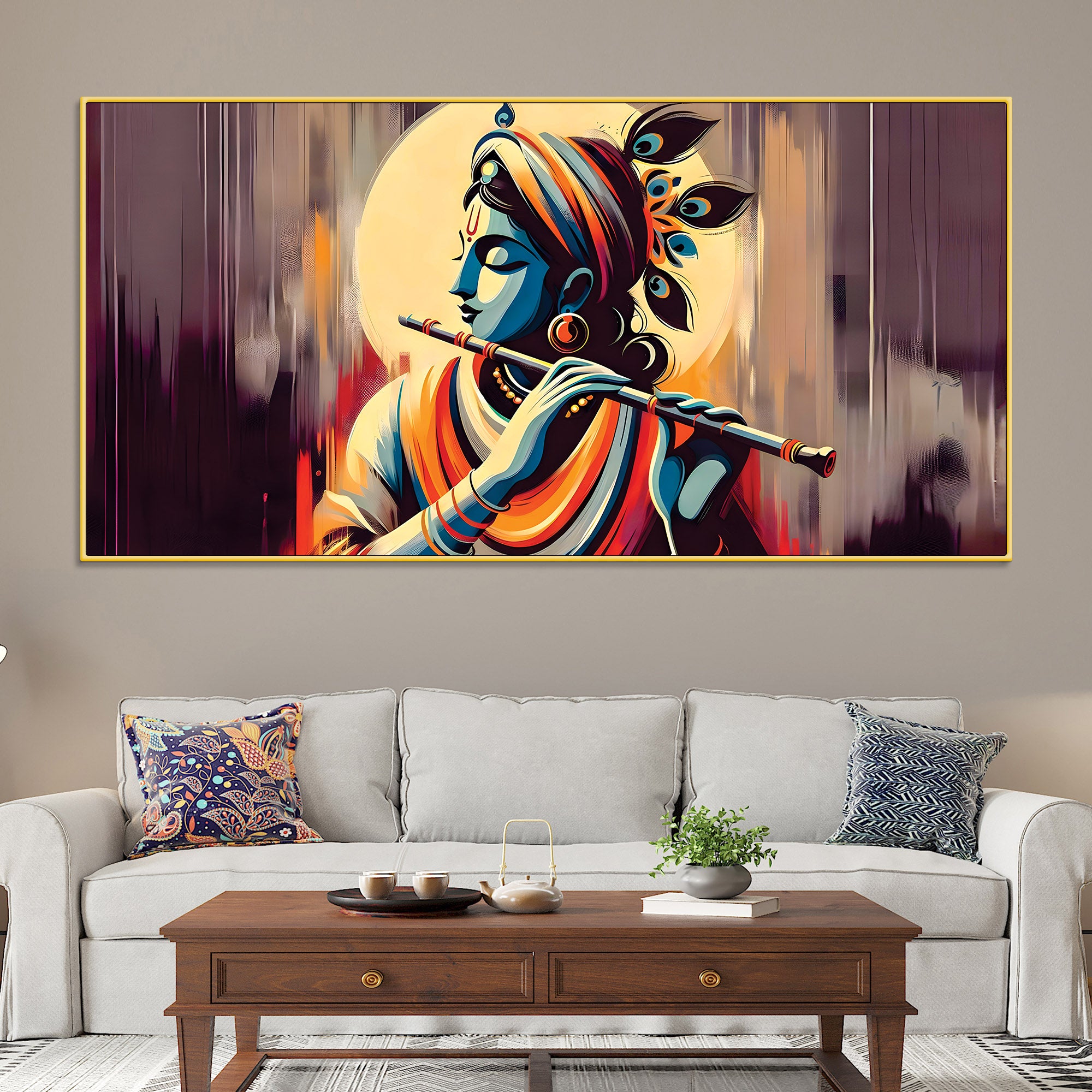 Divine Lord Krishna Modern Painting on Canvas