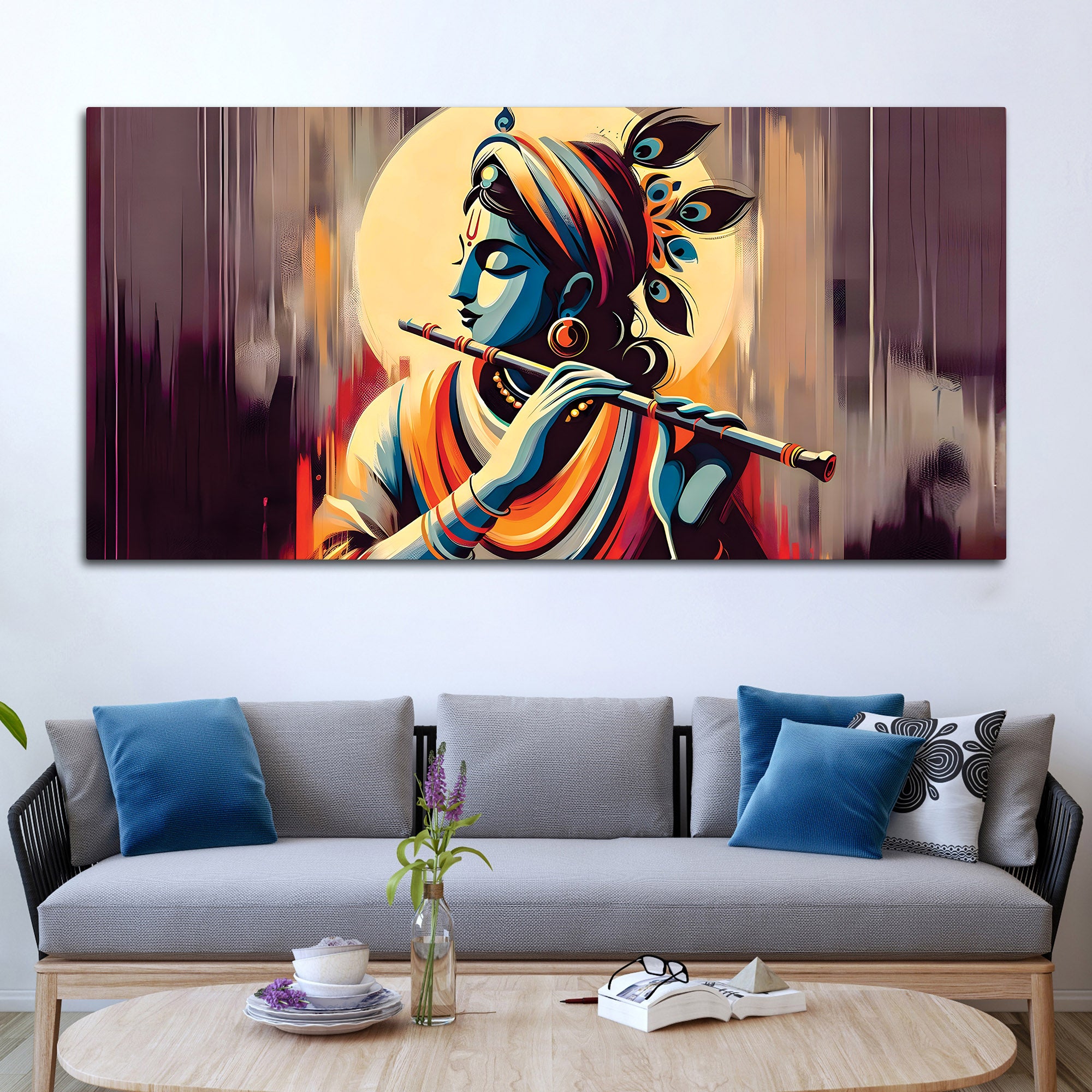 Divine Lord Krishna Modern Painting on Canvas