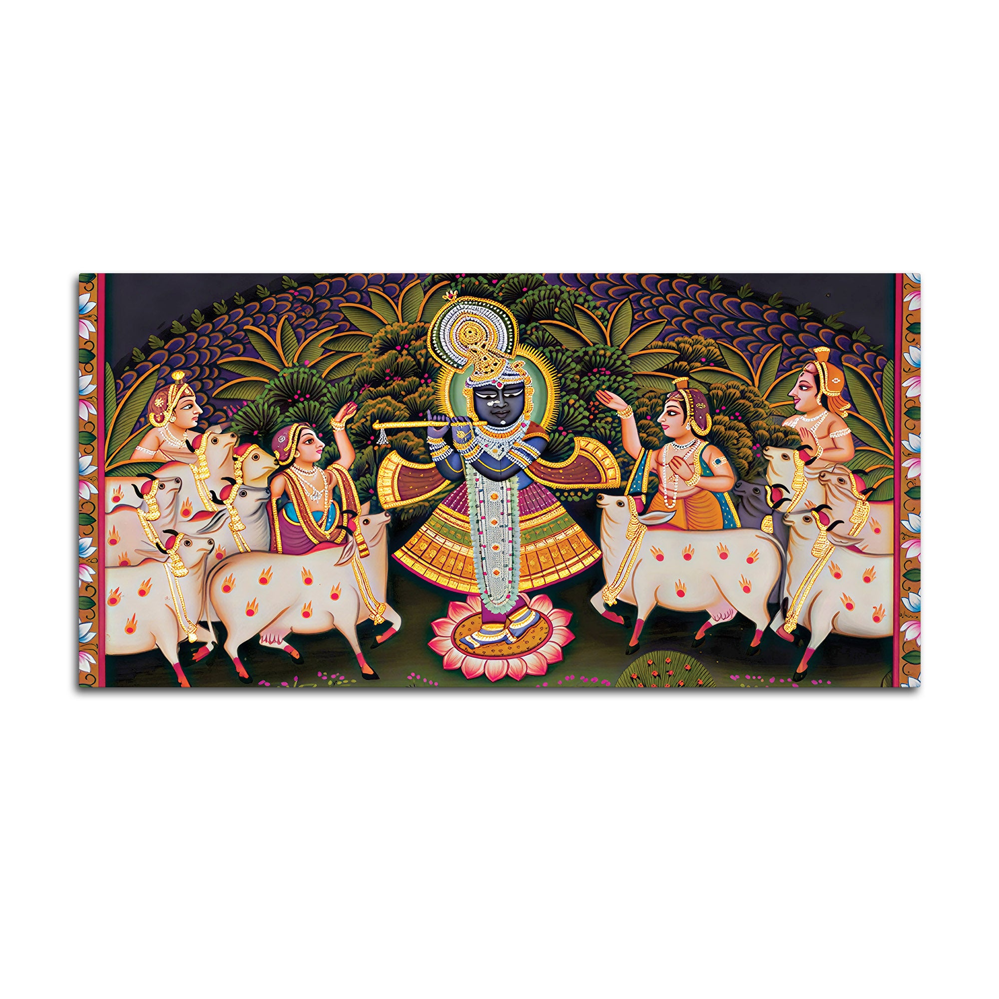 Divine Lord Krishna Pichwai Canvas Wall Painting