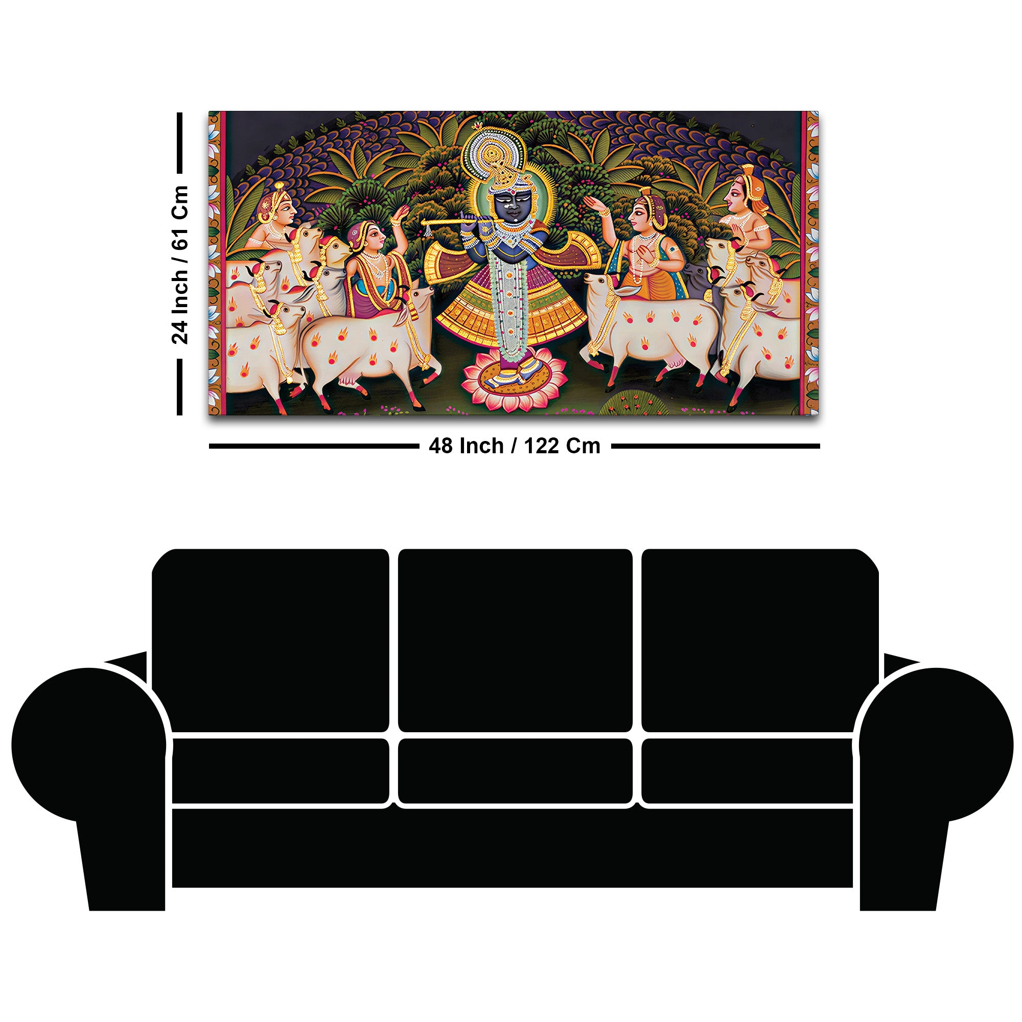 Divine Lord Krishna Pichwai Canvas Wall Painting