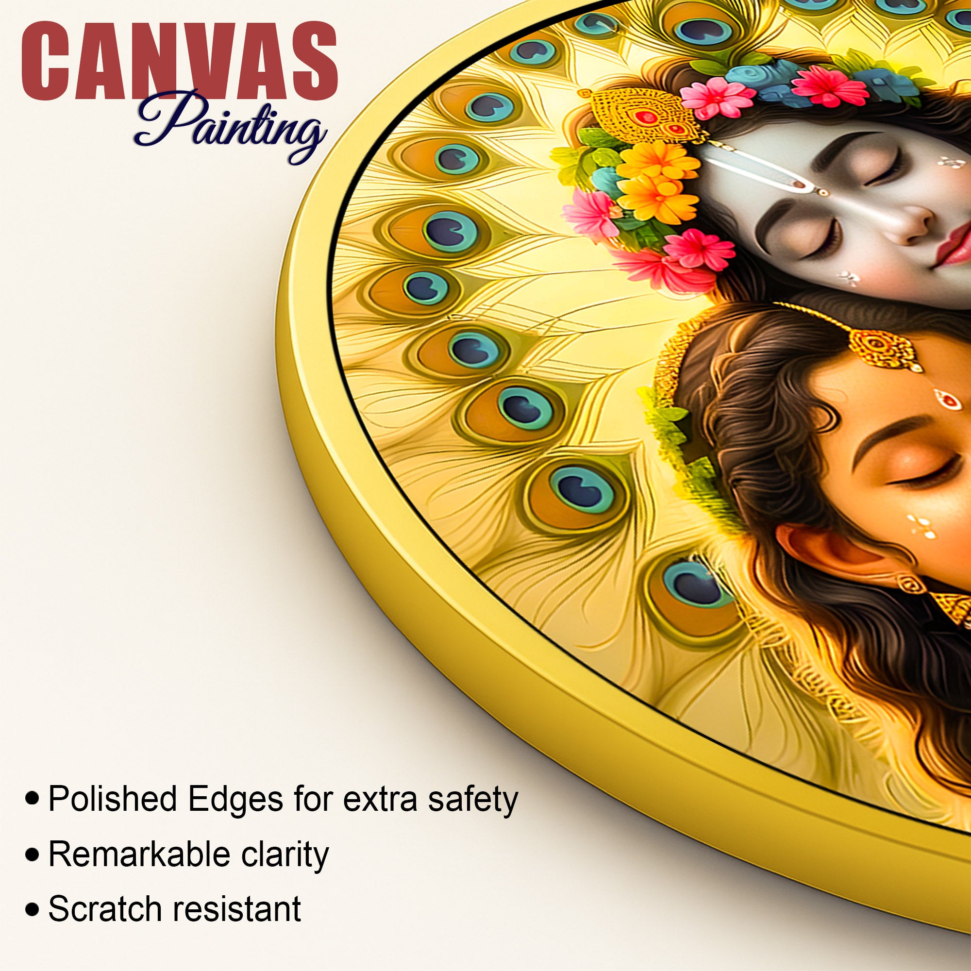 Divine Lord Radha Krishna Round Frame Wall Painting