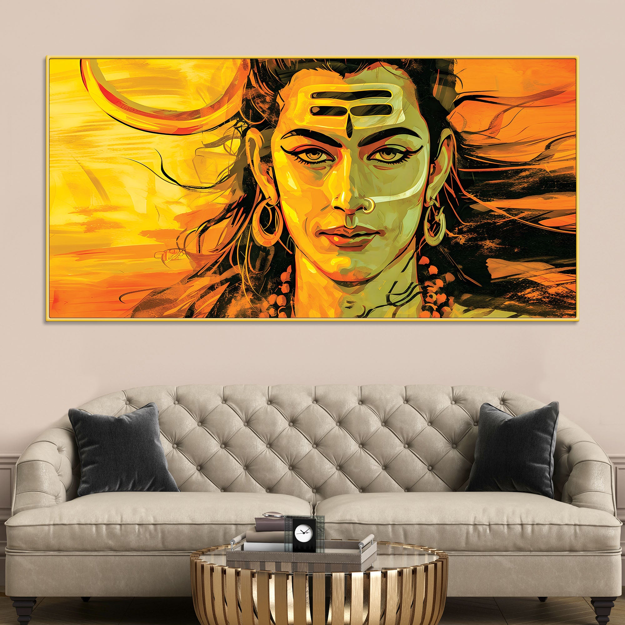 Divine Lord Shiva Painting on Canvas for Spiritual Home Decor