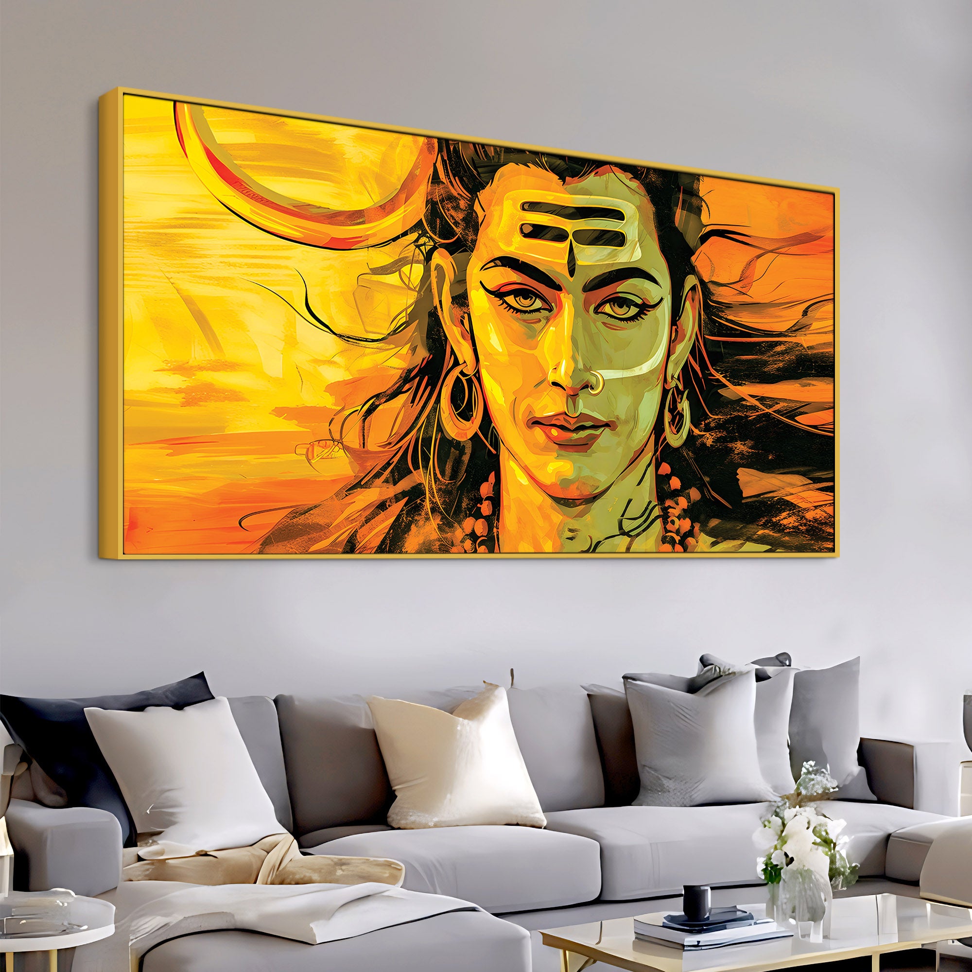 Divine Lord Shiva Painting on Canvas for Spiritual Home Decor