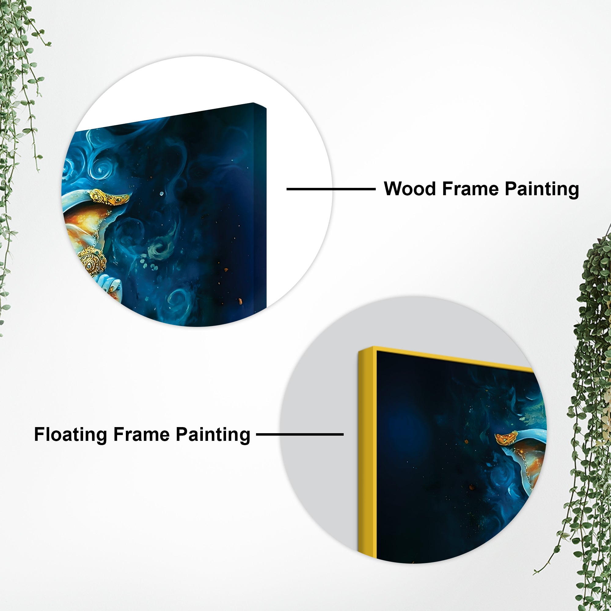 Divine Lord Shri Ganesh Blue & Gold Elegant Canvas Wall Painting for Home & Office – Contemporary Spiritual Wall Art