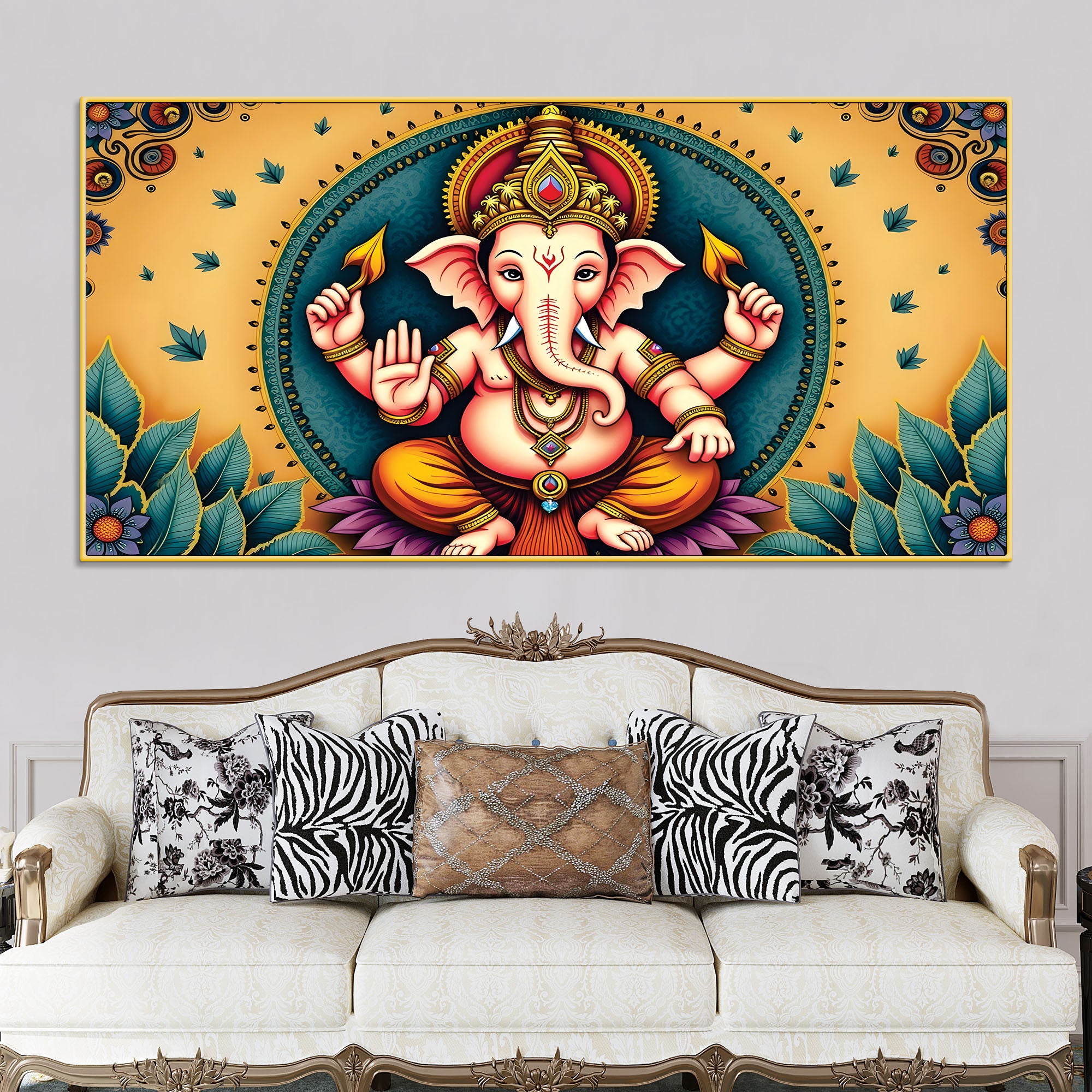 divine-lord-shri-ganesh-giving-blessing-classic-canvas-wall-painting