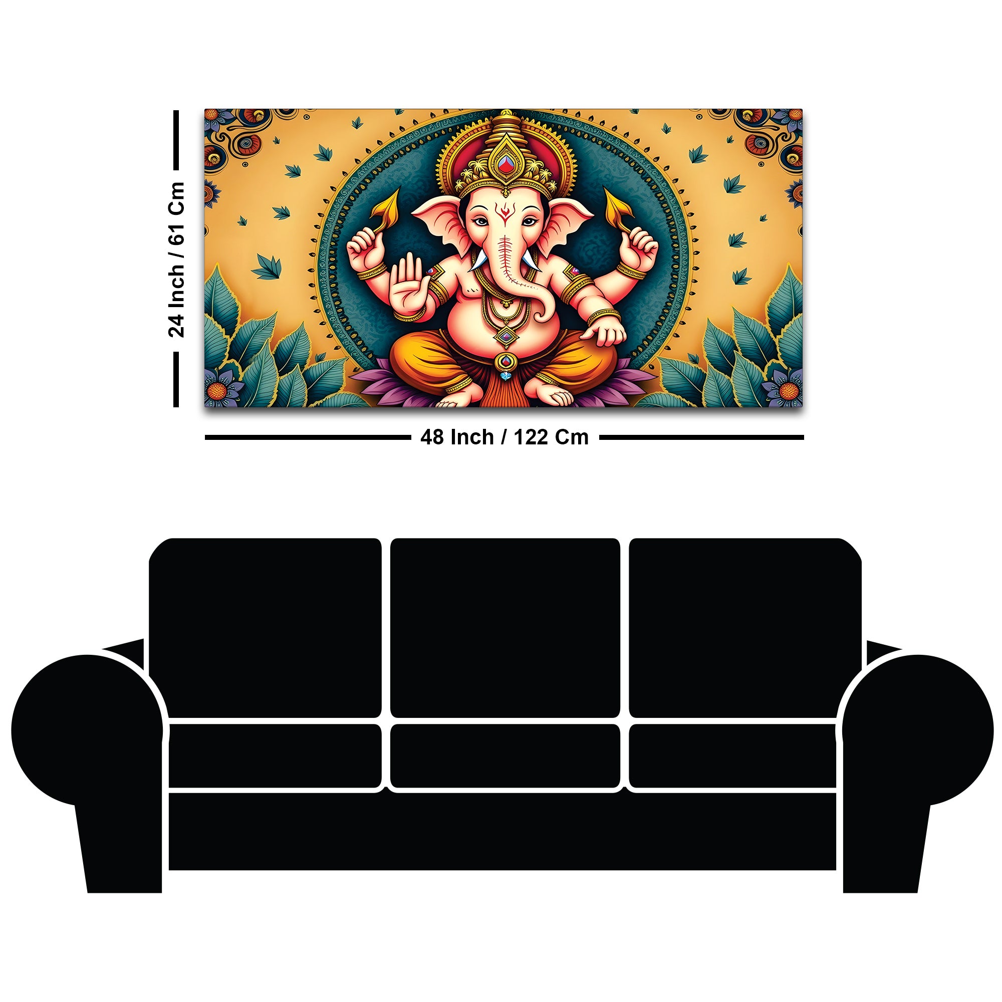 Divine Lord Shri Ganesh Giving Blessing Classic Canvas Wall Painting for Home & Office Decor – Modern Devotional Wall Art