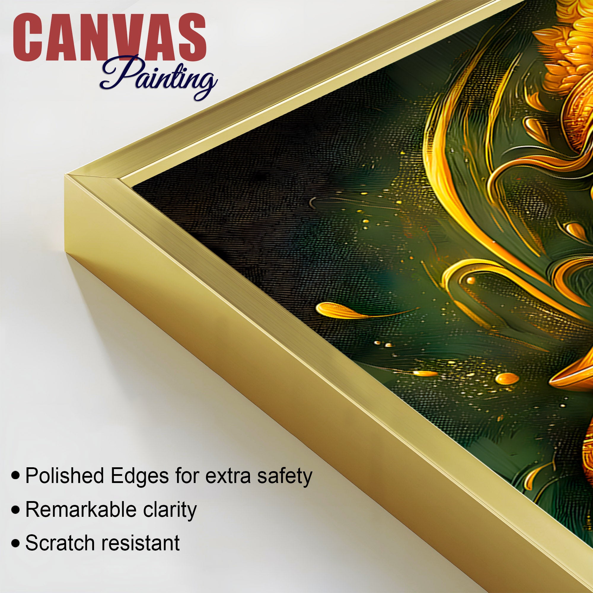 Divine Maa Lakshmi Golden Portrait Premium Painting