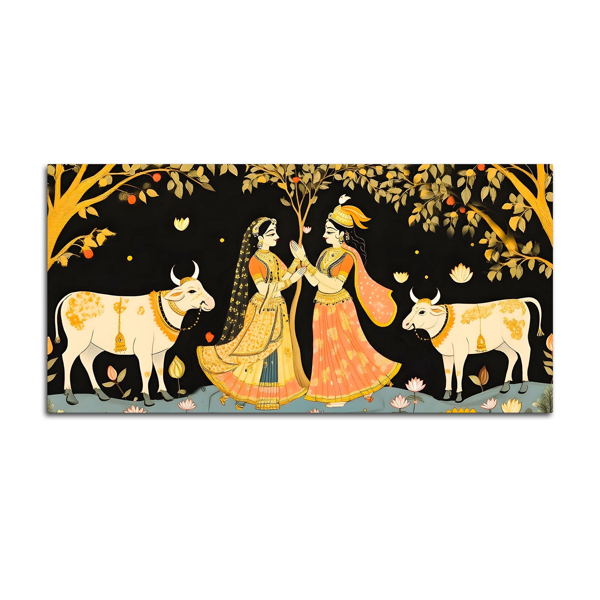 Divine Radha Krishna Pichwai Style Canvas Painting | Spiritual Indian Home Decor
