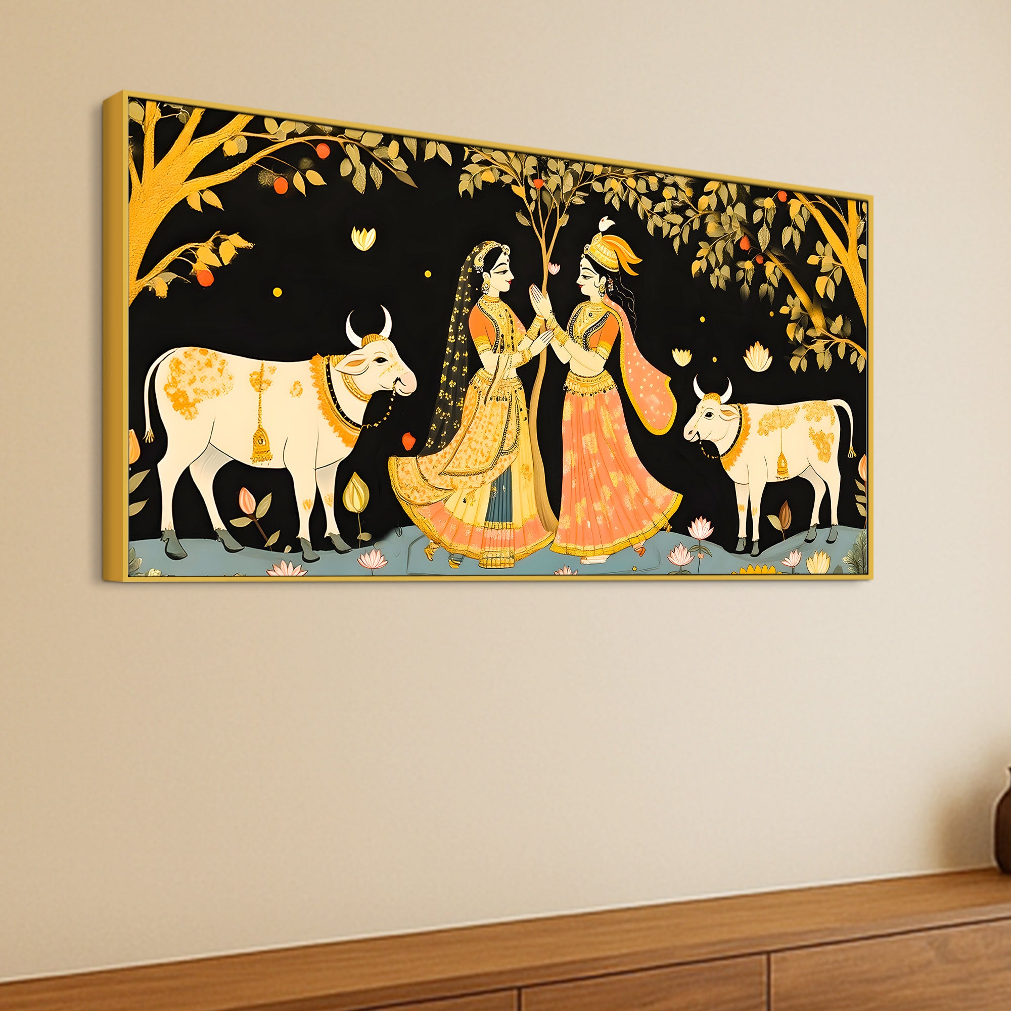 Divine Radha Krishna Pichwai Style Canvas Painting | Spiritual Indian Home Decor