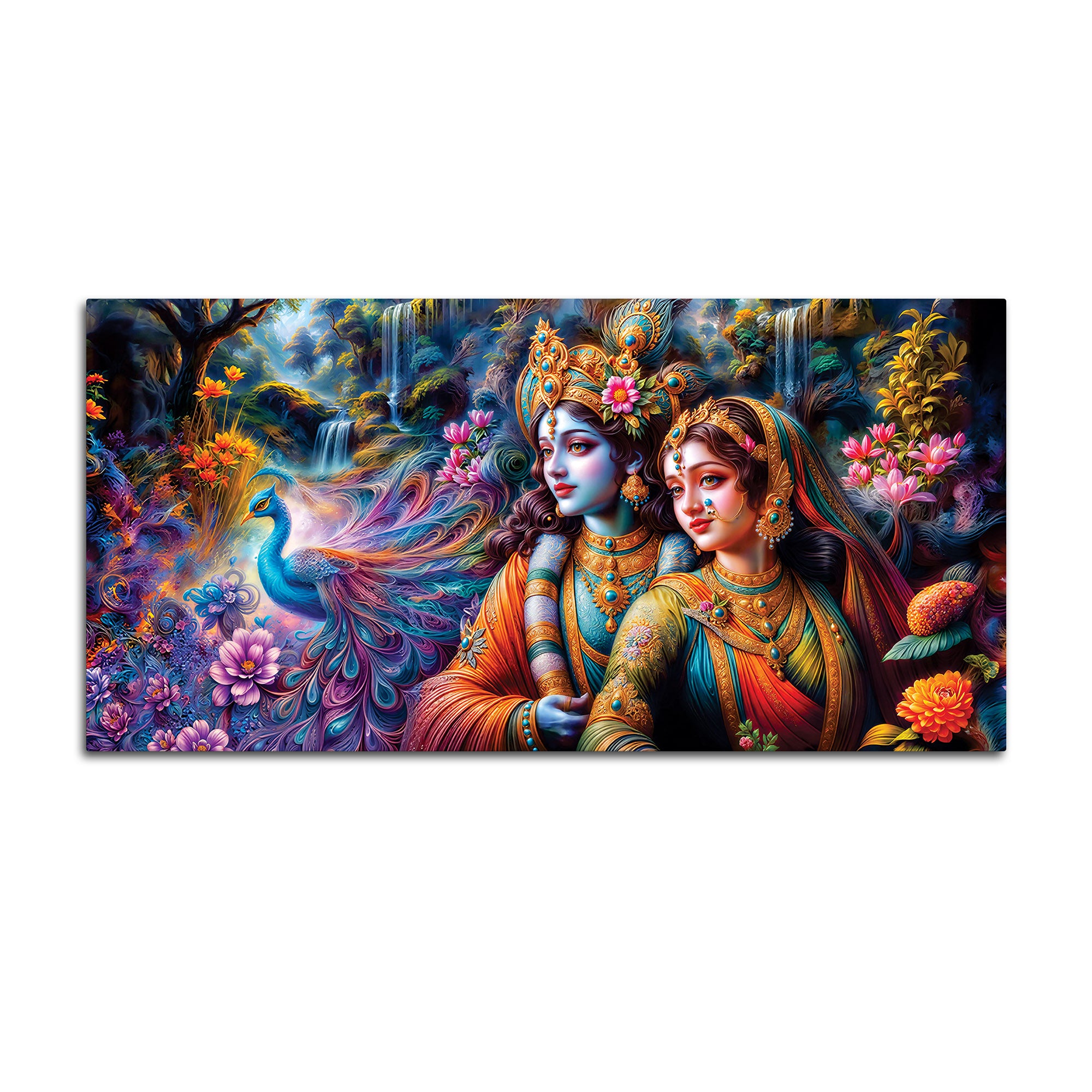 Divine Radha Krishna Scenic Canvas Wall Painting