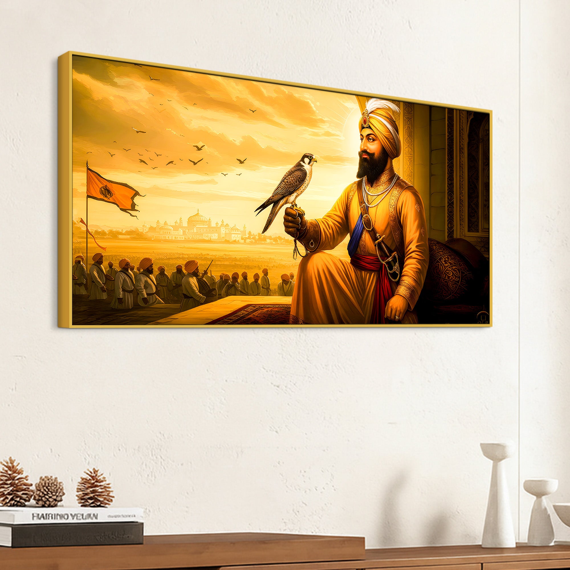 Divine Sikh Guru Ji Wall Painting with Religious Symbol